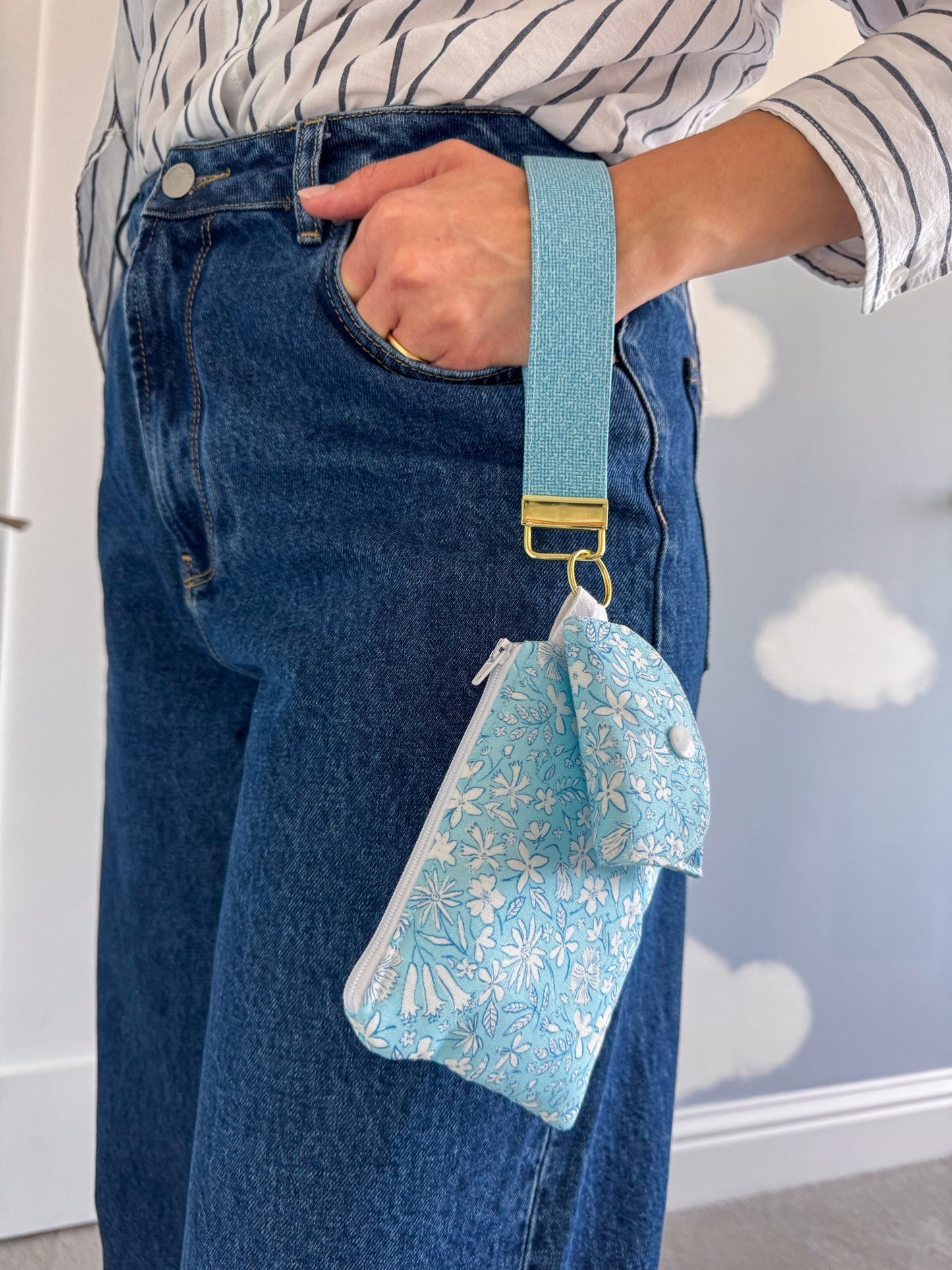 Blue Flower Field (Liberty) Keychain Wallet - Ana Woods