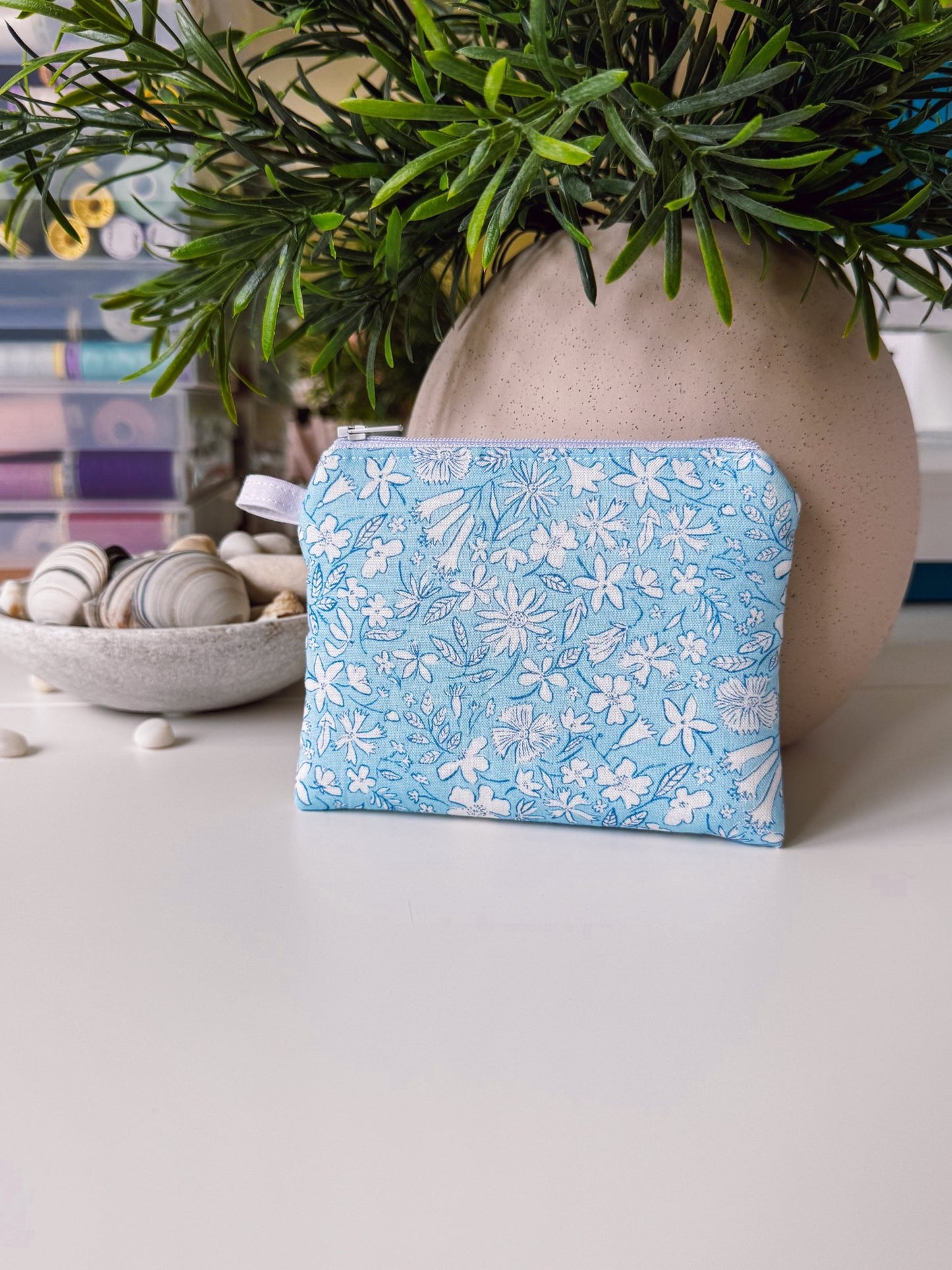 Blue Flower Field (Liberty) Keychain Wallet - Ana Woods