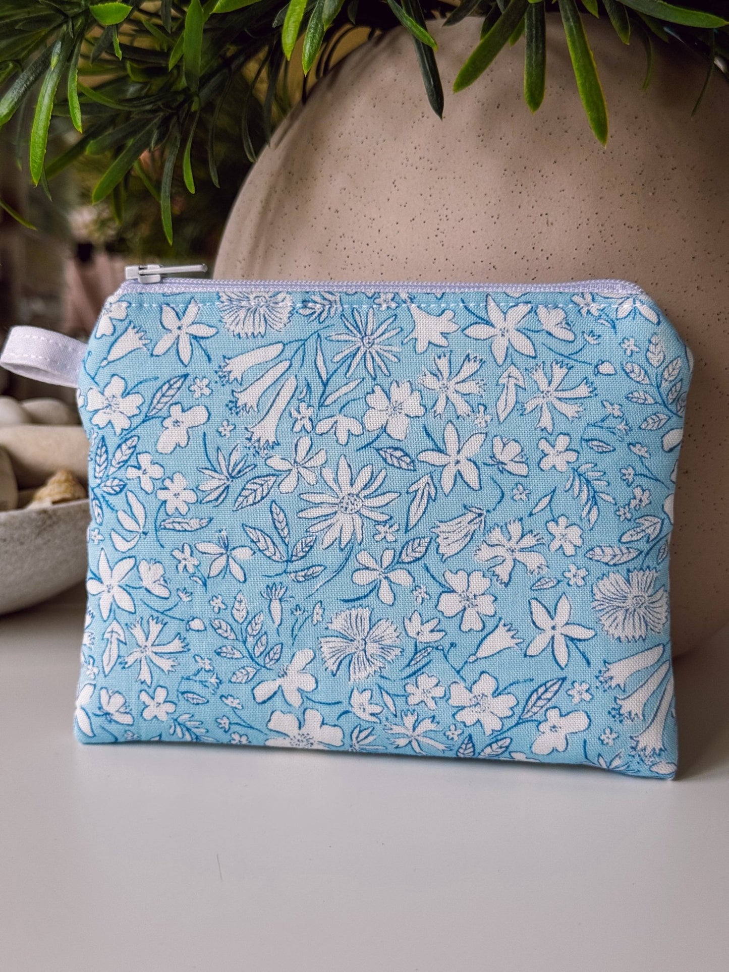 Blue Flower Field (Liberty) Keychain Wallet - Ana Woods