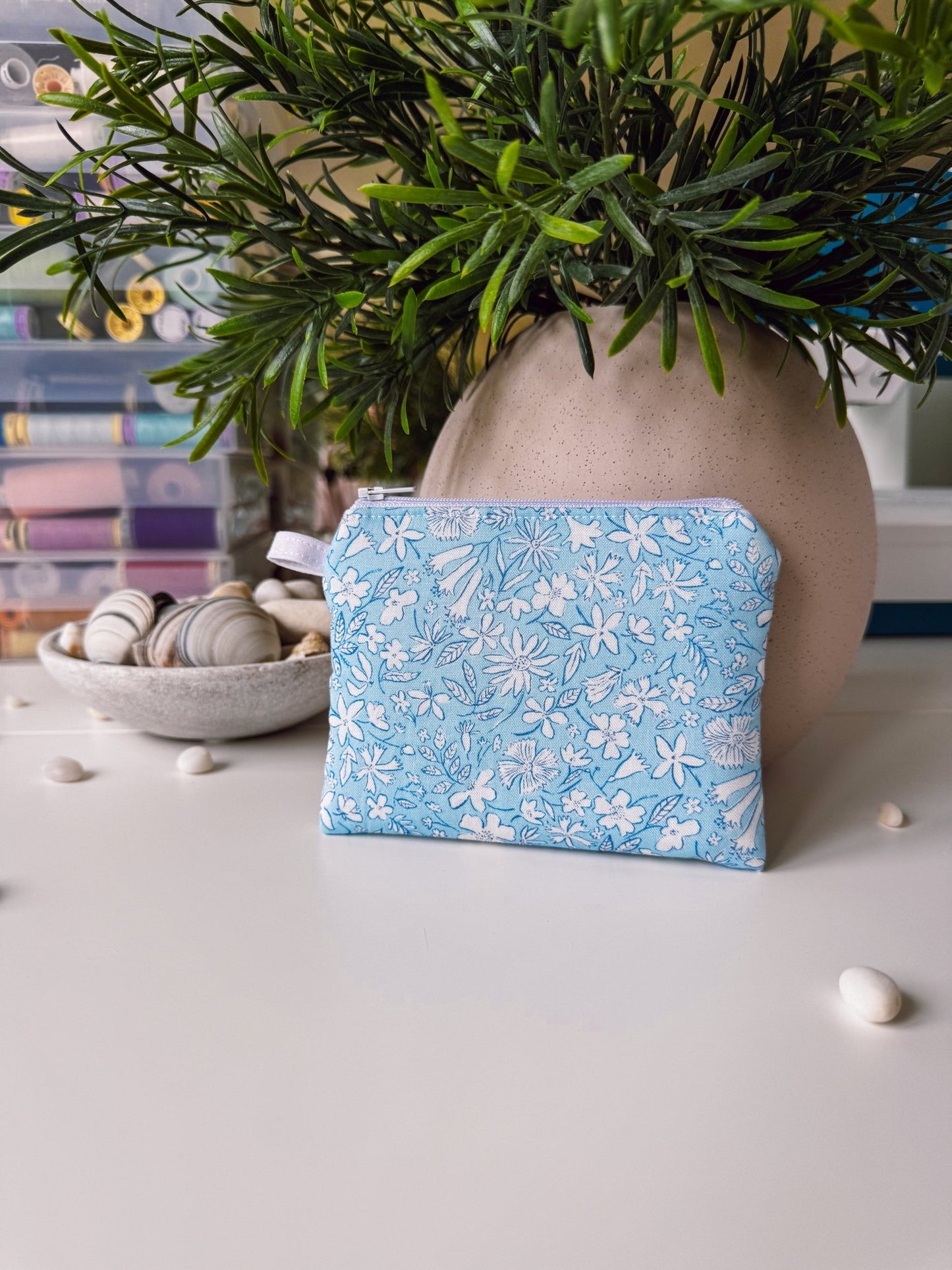 Blue Flower Field (Liberty) Keychain Wallet - Ana Woods