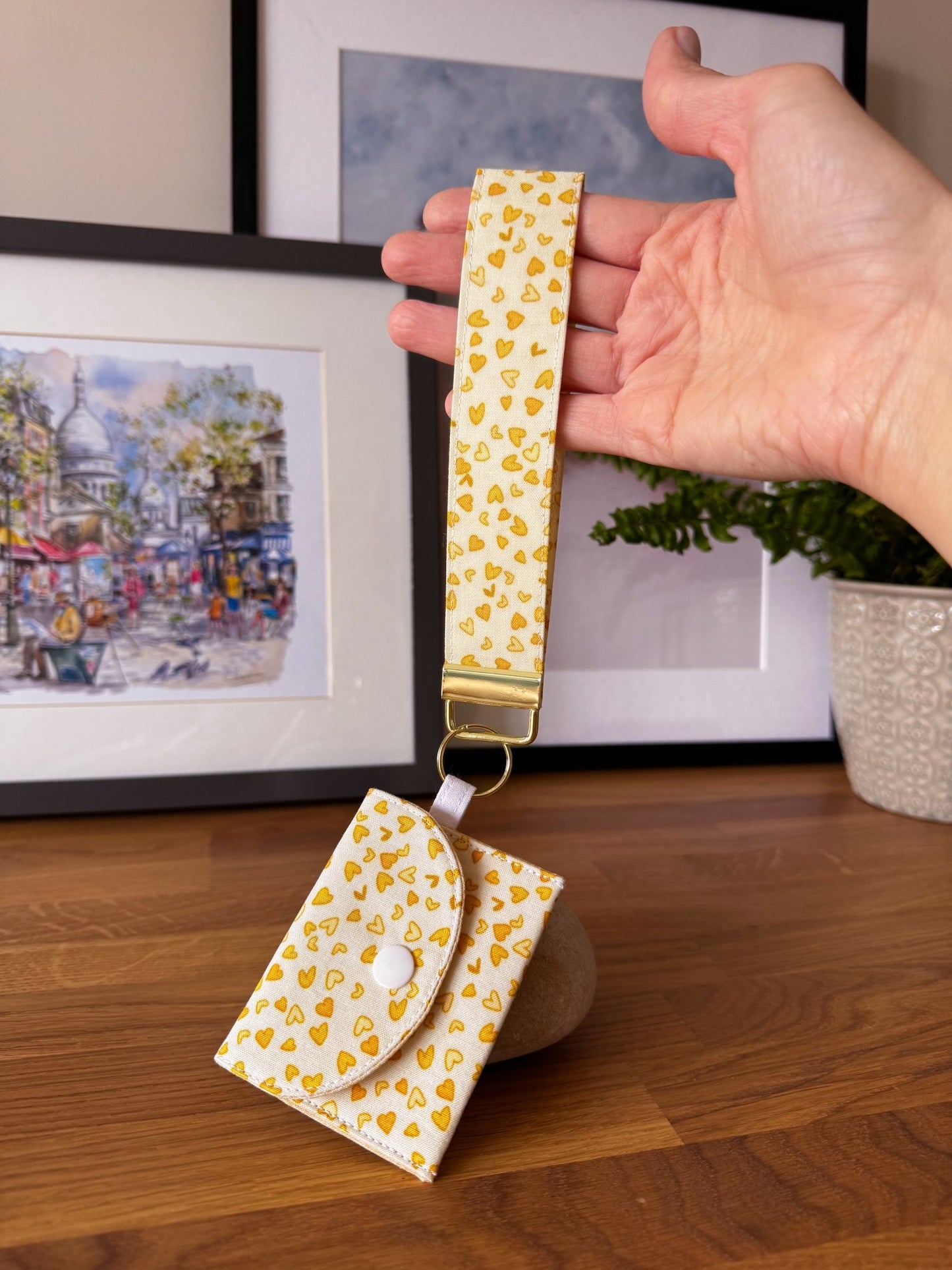 Blue Gingham Keychain Wristlet - Ana Woods