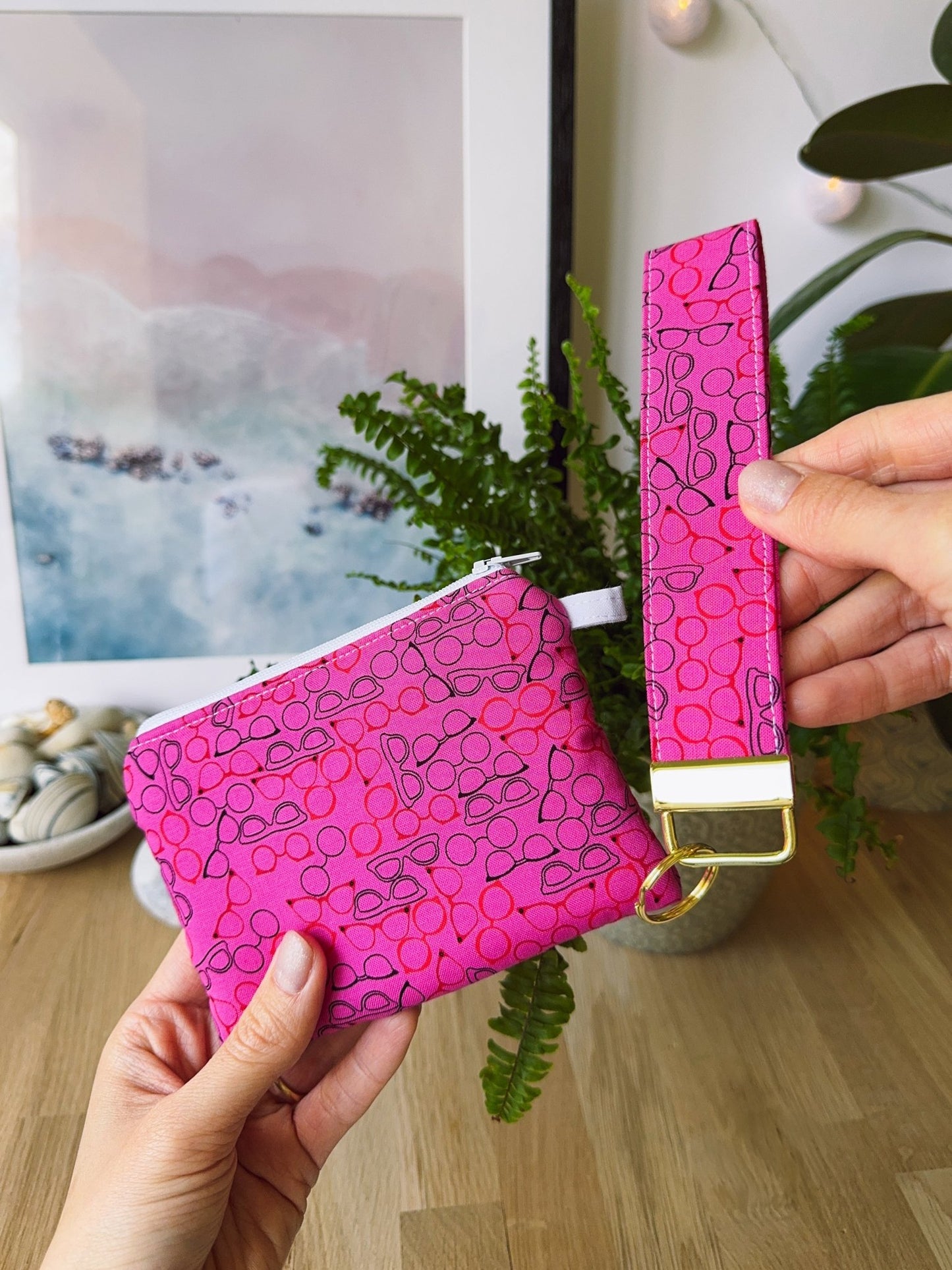 Bright Pink Glasses Keychain Wallet - Ana Woods