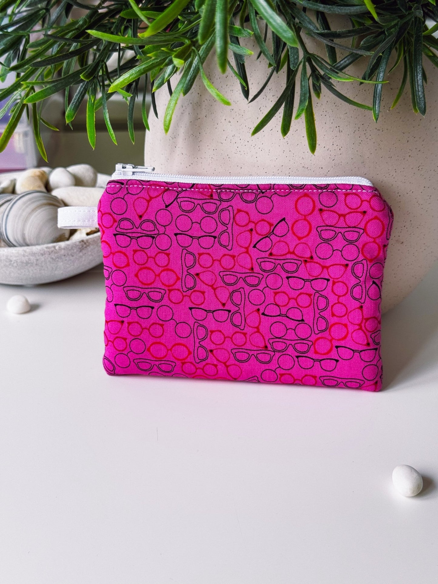 Bright Pink Glasses Keychain Wallet - Ana Woods