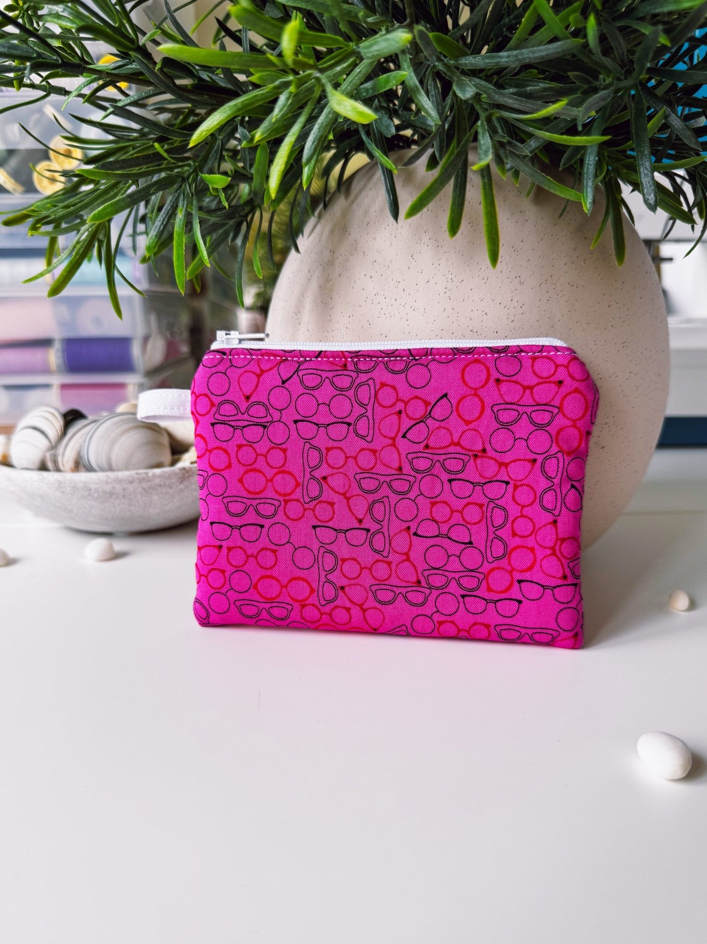Bright Pink Glasses Keychain Wallet - Ana Woods