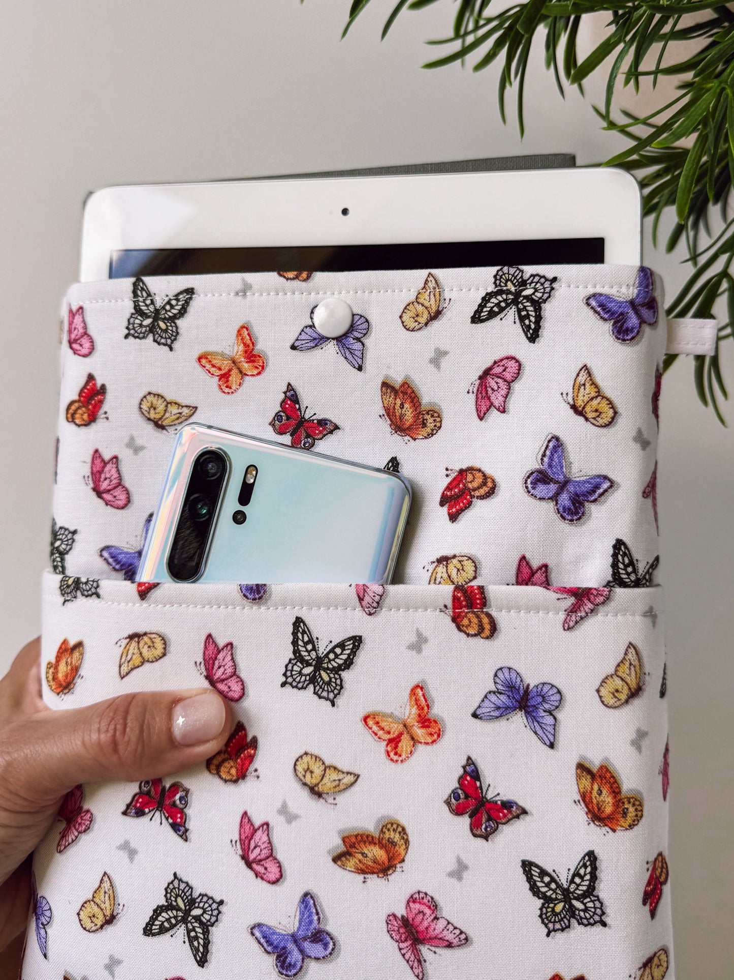 Butterflies on White Book & Gadget Sleeve - Ana Woods
