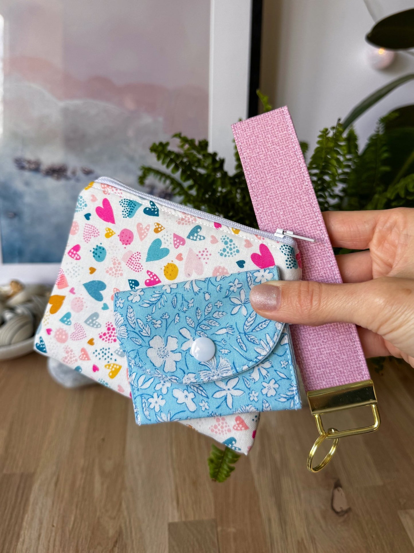 Colourful Hearts Keychain Wallet - Ana Woods