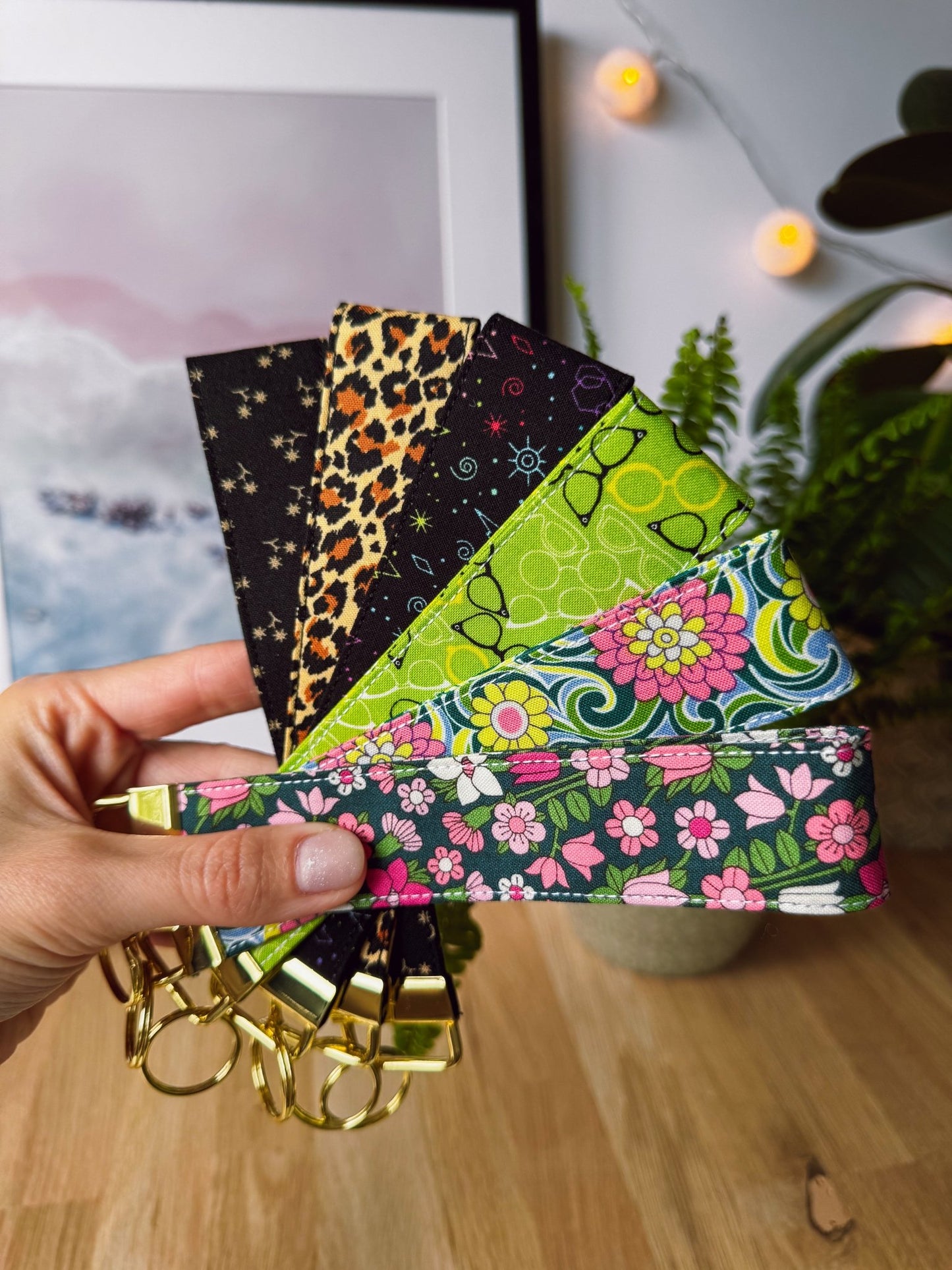 Dark Green Flower (Liberty) Keychain Wristlets - Ana Woods