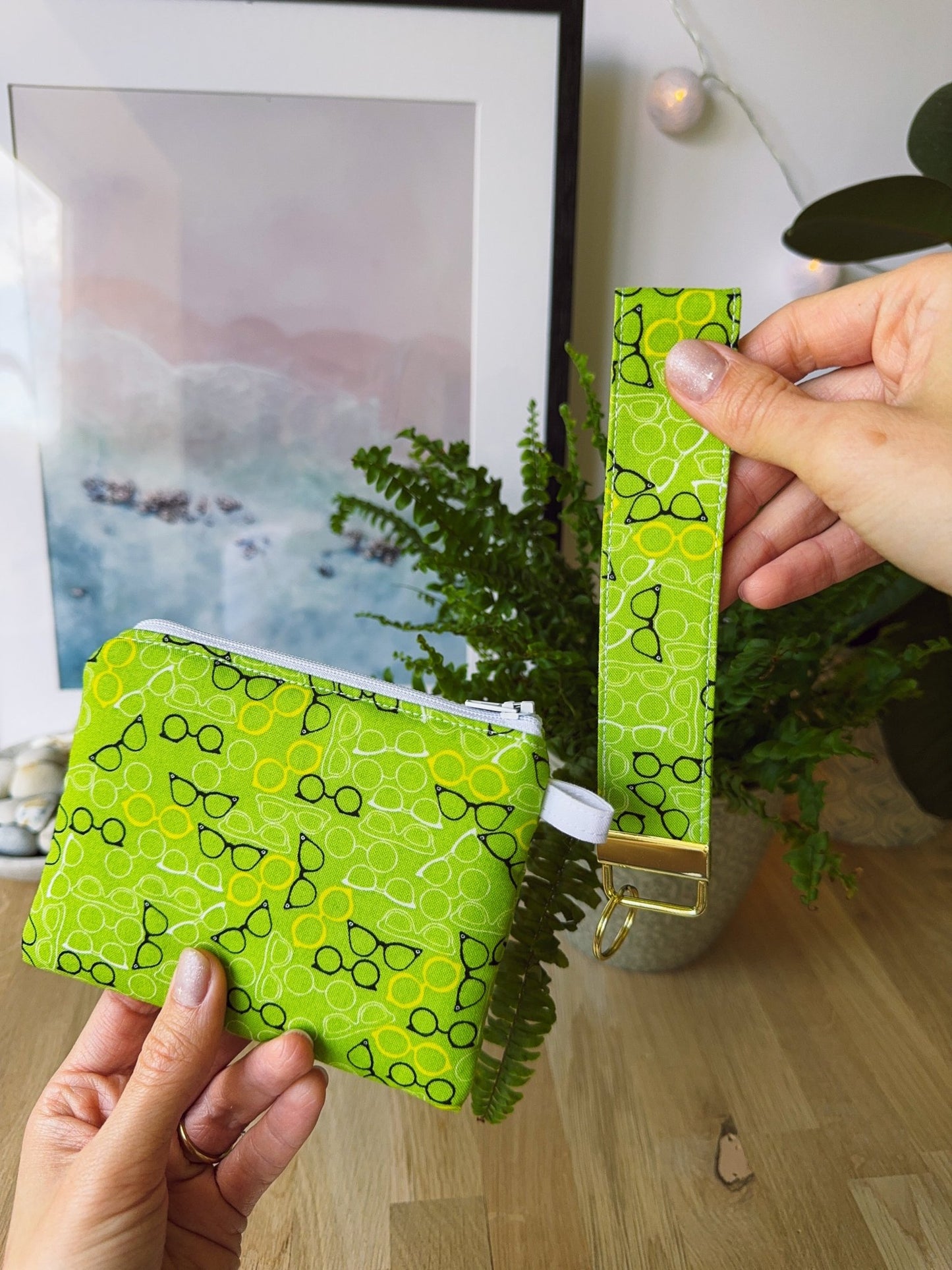 Green Glasses Keychain Wallet - Ana Woods