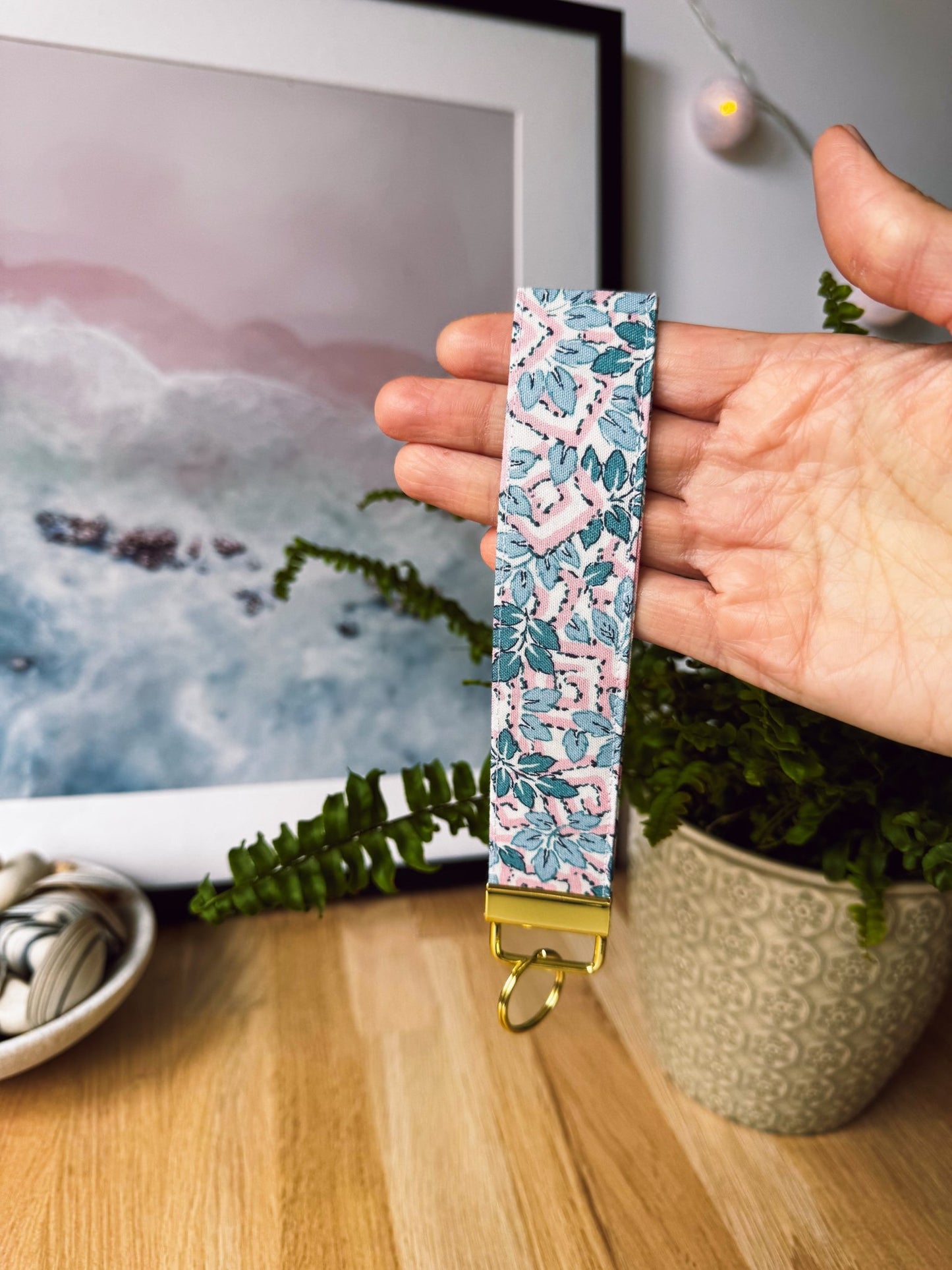 Liberty pink&blue Keychain Wristlet - Ana Woods