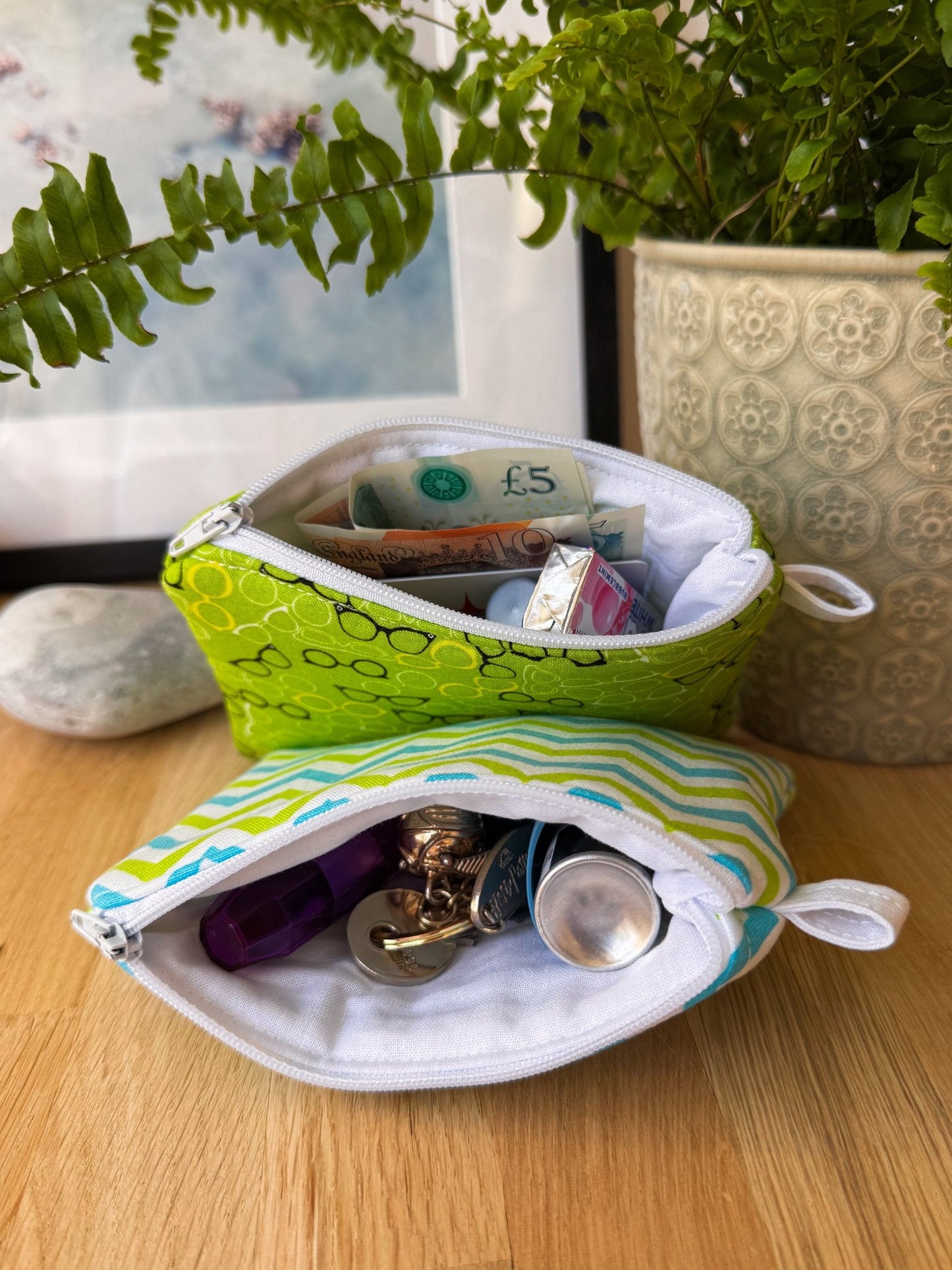 Lime Green Chevron Keychain Wallet - Ana Woods