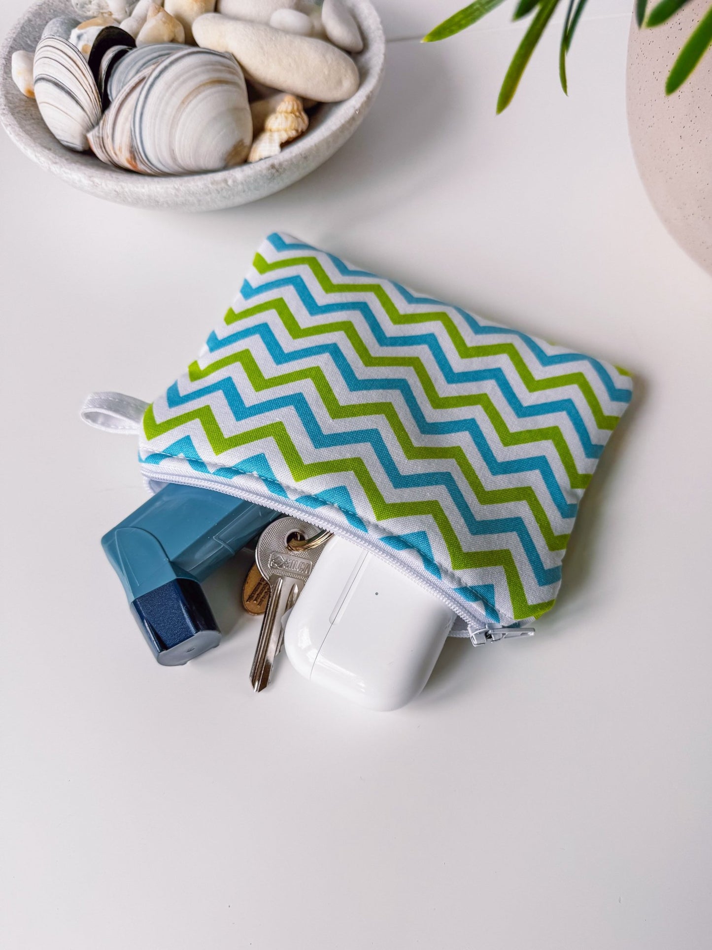 Lime Green Chevron Keychain Wallet - Ana Woods