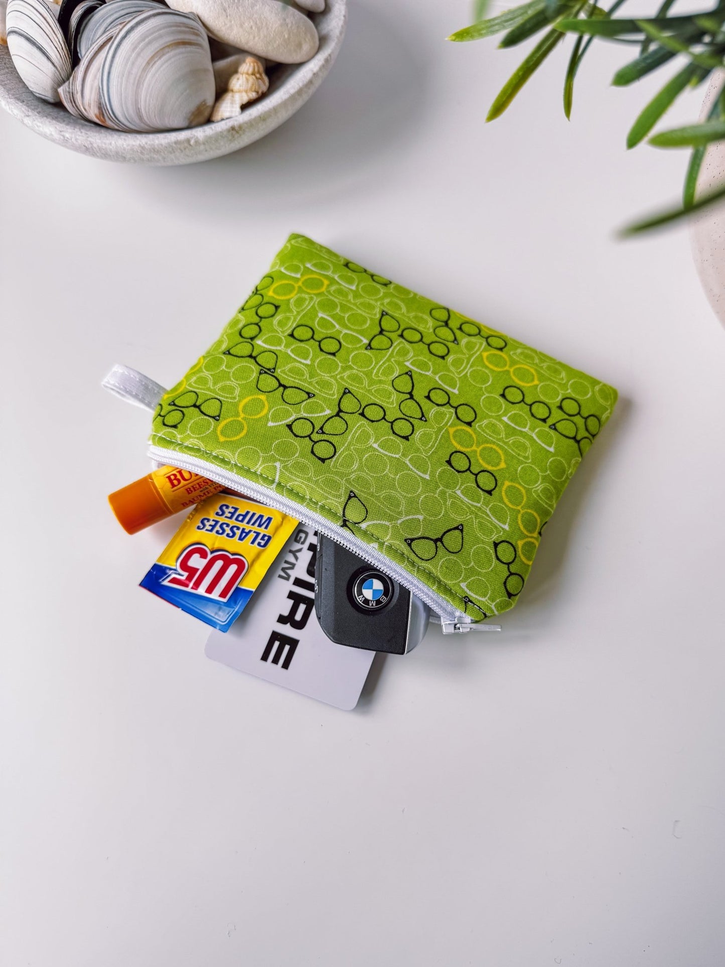 Lime Green Chevron Keychain Wallet - Ana Woods