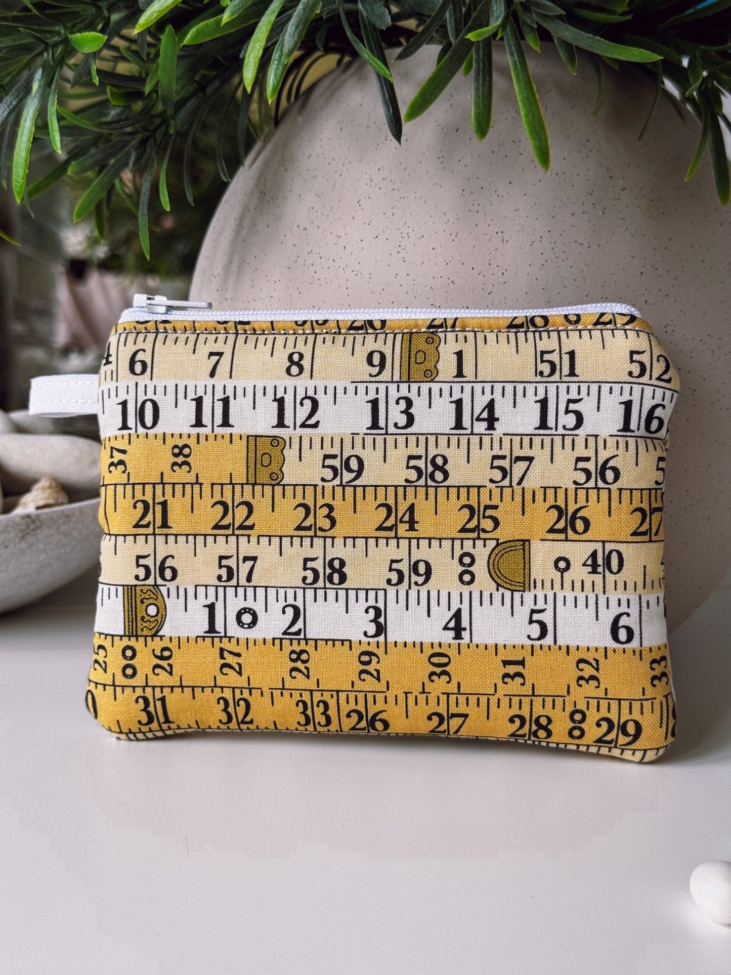 Measuring Tape Yellow Keychain Wallet - Ana Woods