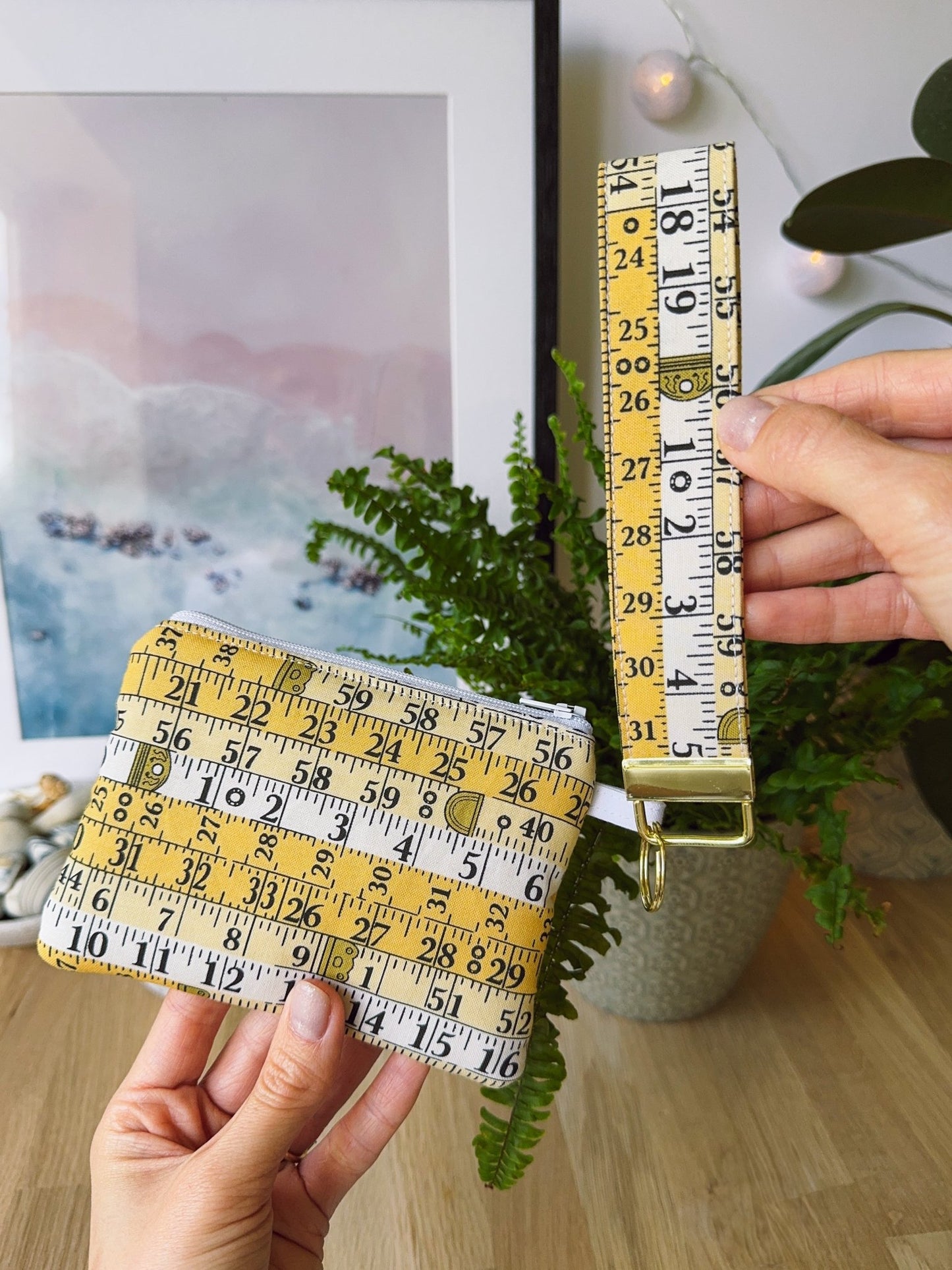 Measuring Tape Yellow Keychain Wallet - Ana Woods