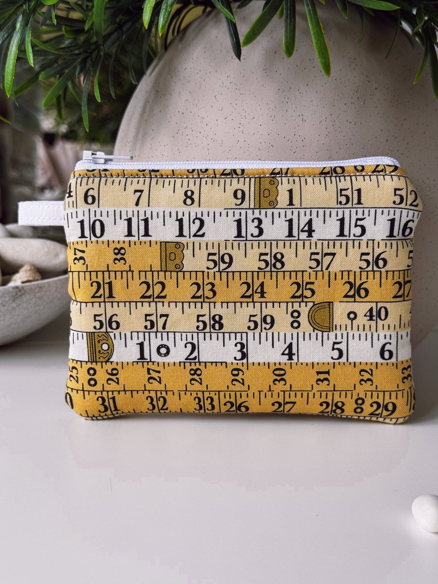 Measuring Tape Yellow Keychain Wallet - Ana Woods