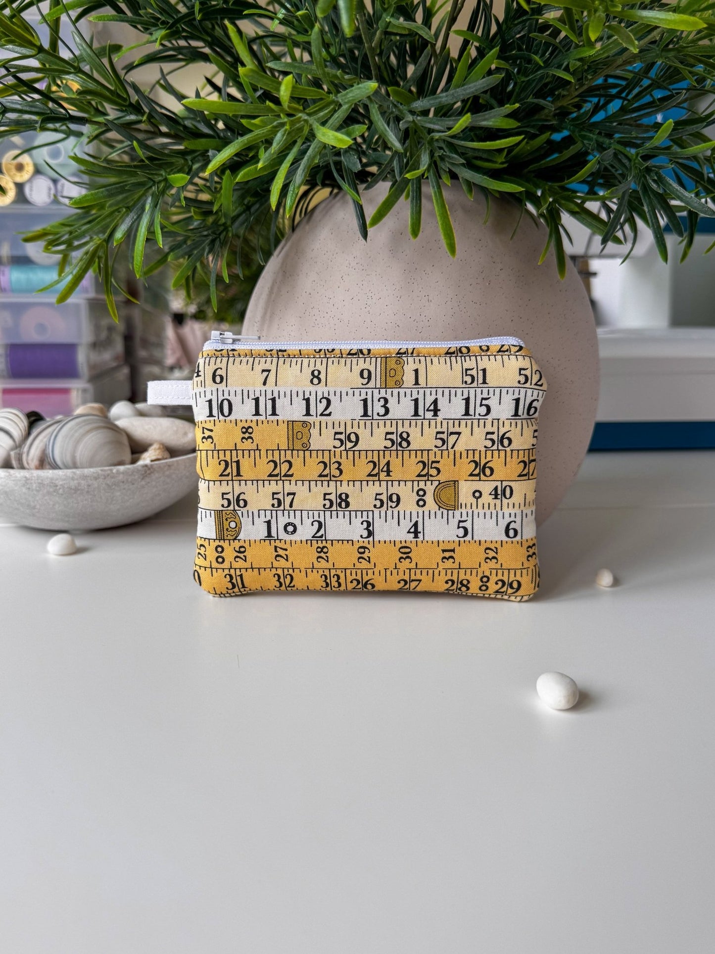 Measuring Tape Yellow Keychain Wallet - Ana Woods
