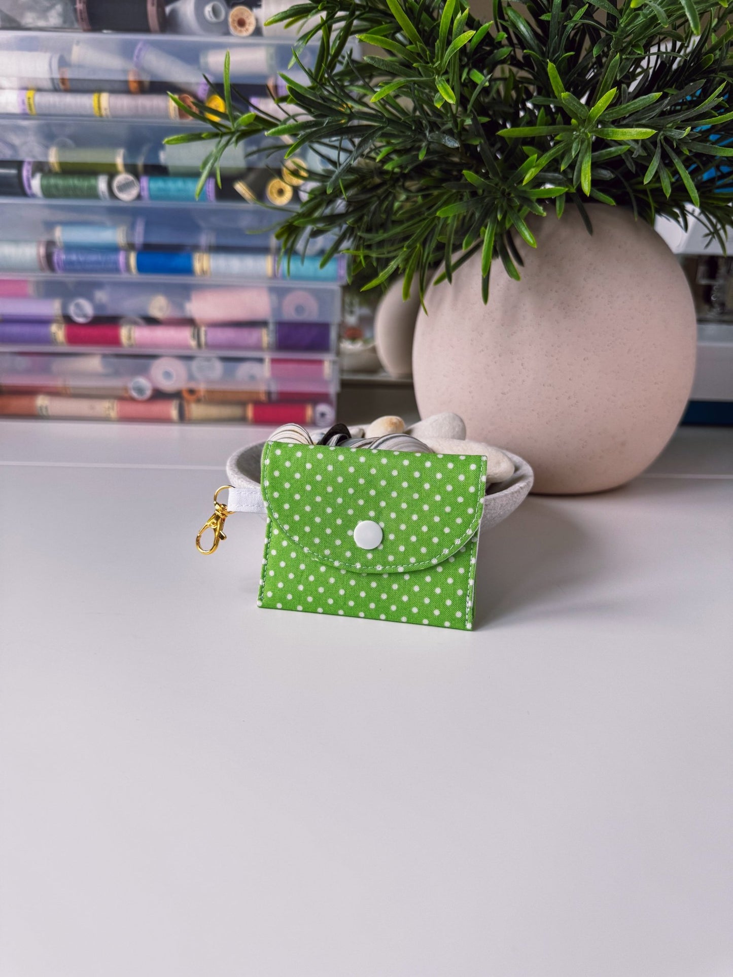 Mini Clip Case Apple Green Dots - Ana Woods