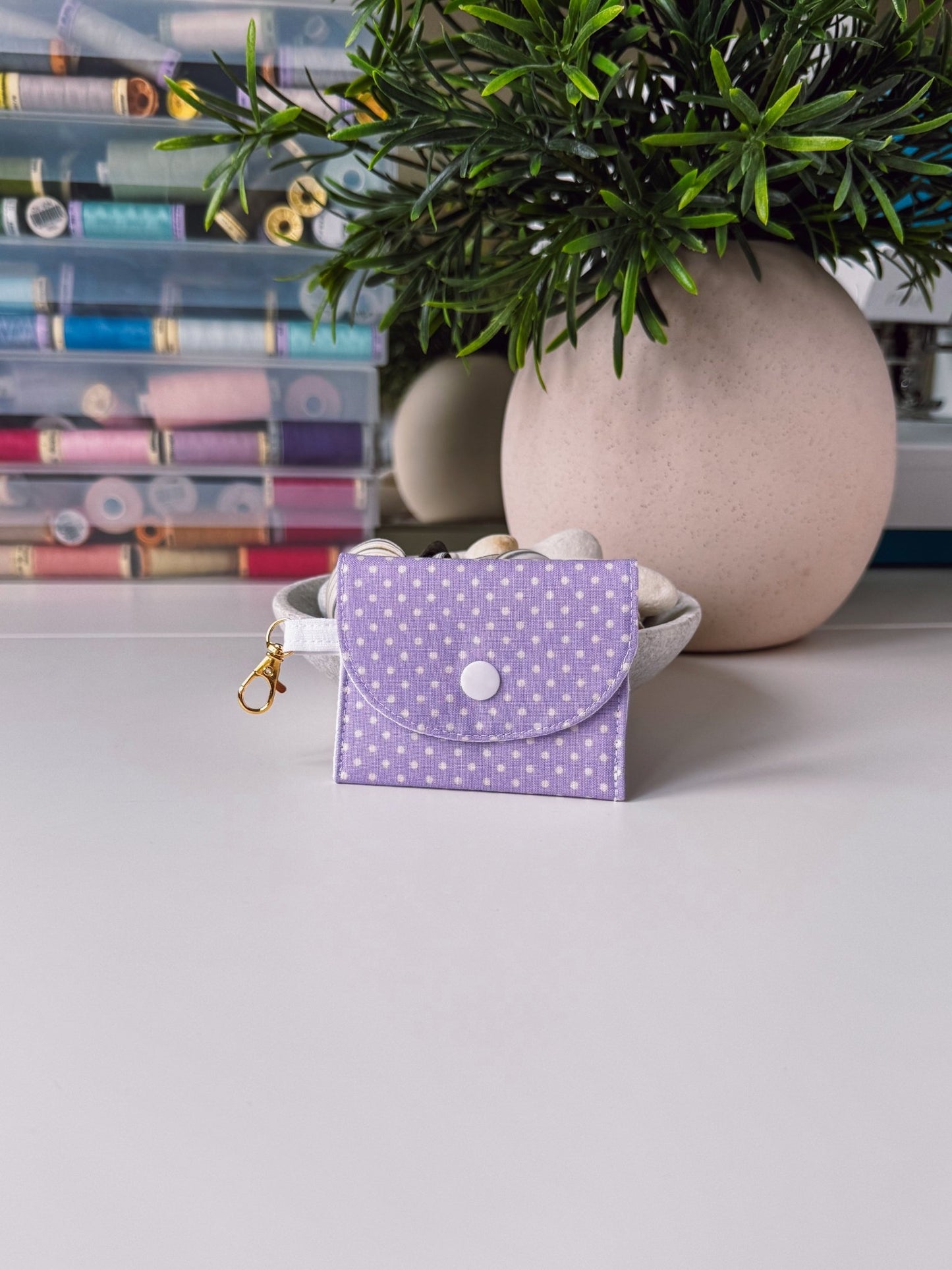 Mini Clip Case Lavender Dots - Ana Woods