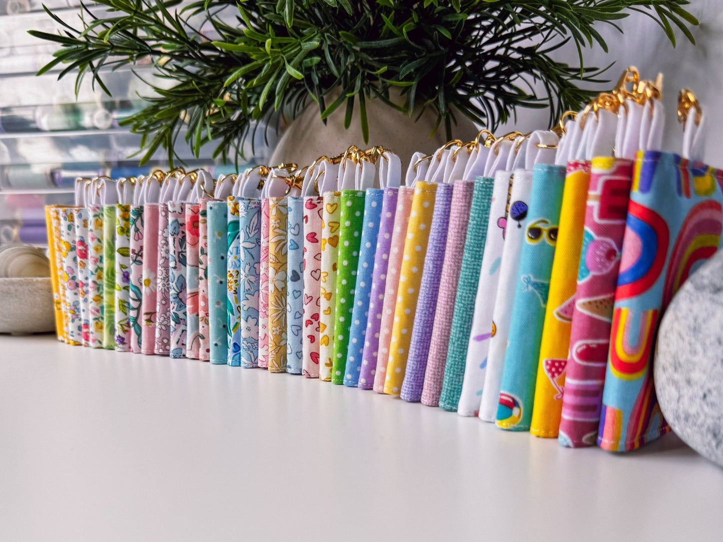 Mini Clip Case Rainbows on Blue - Ana Woods