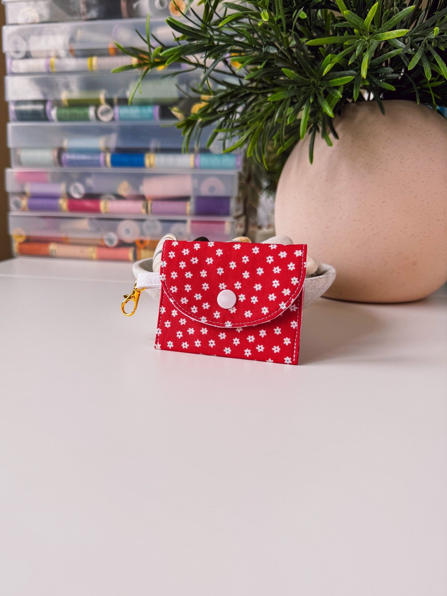 Mini Clip Case Red Flower Field - Ana Woods