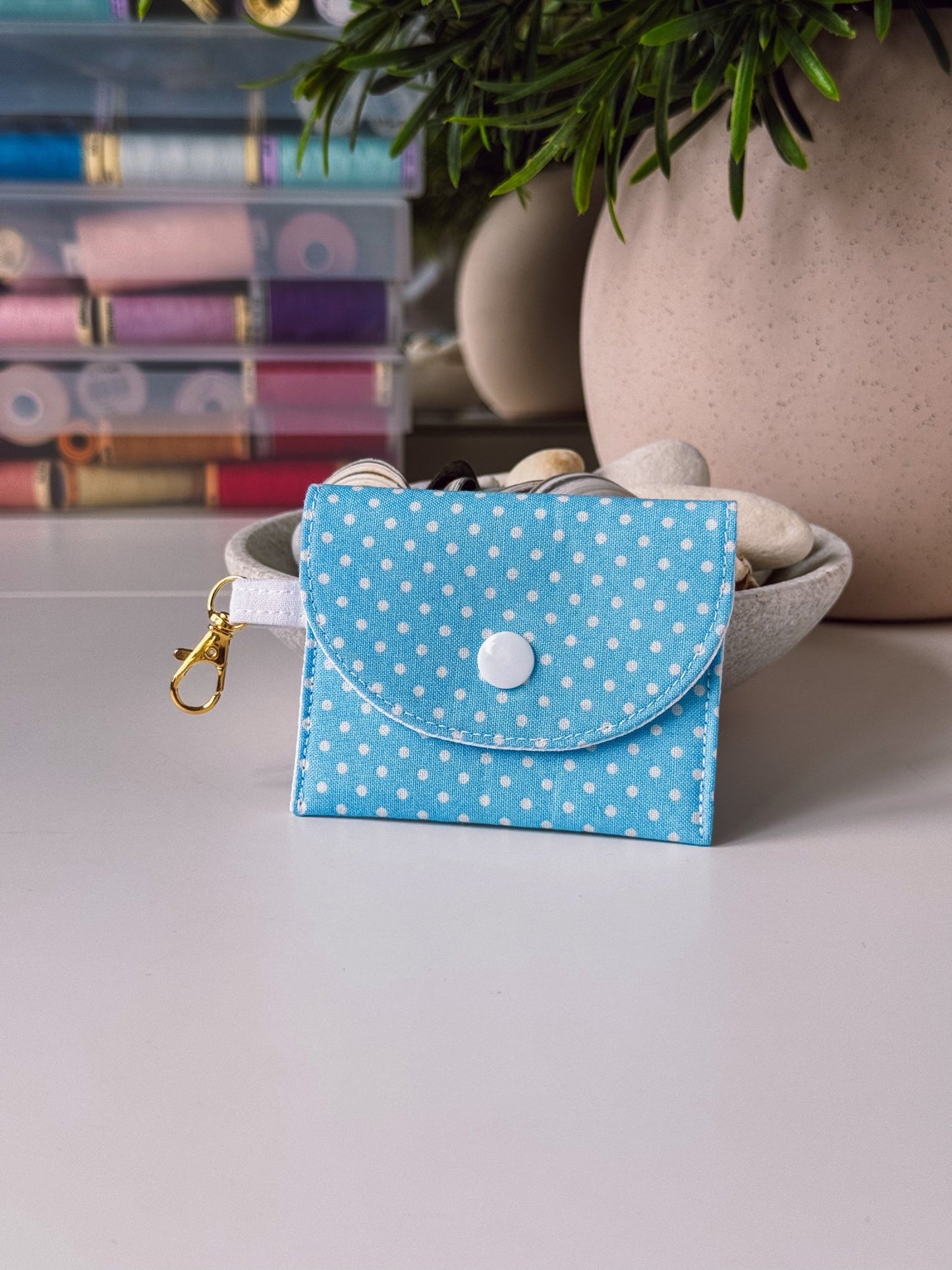 Mini Clip Case Sky Blue Dots - Ana Woods