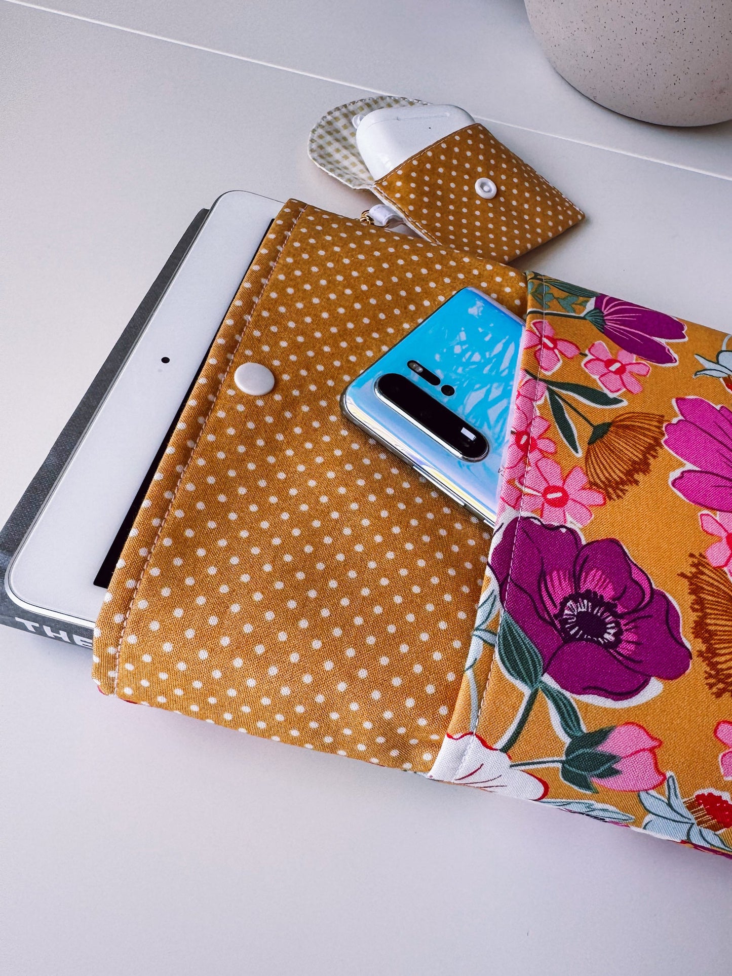 Mustard Flowers Book & Gadget Sleeve - Ana Woods
