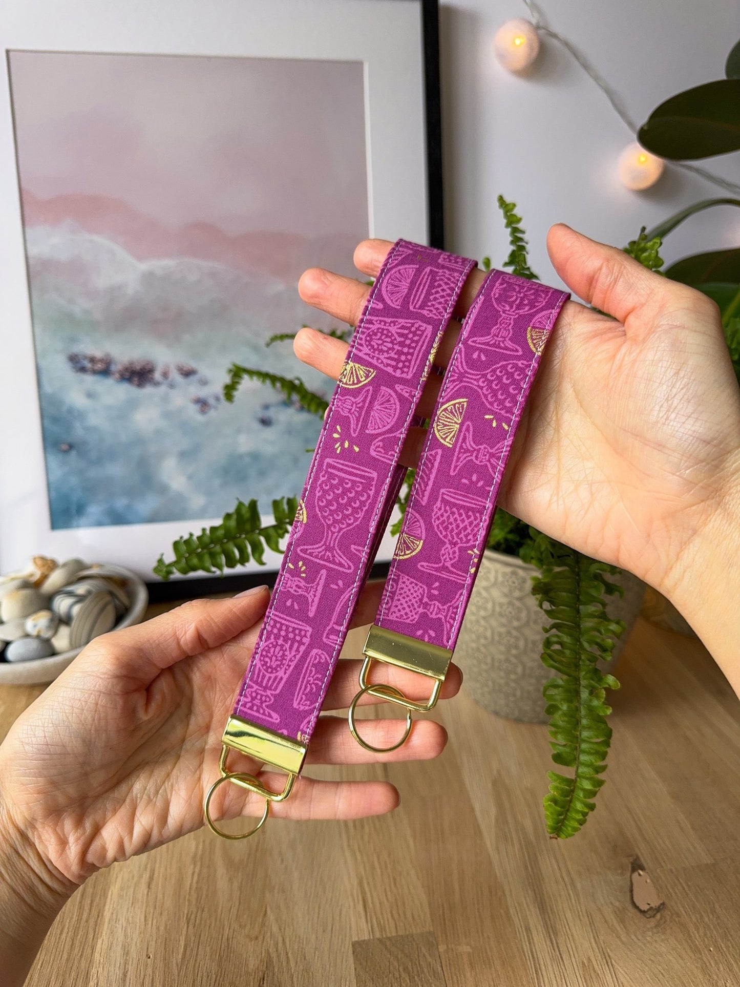 Pink Gin Glasses Keychain Wristlets - Ana Woods