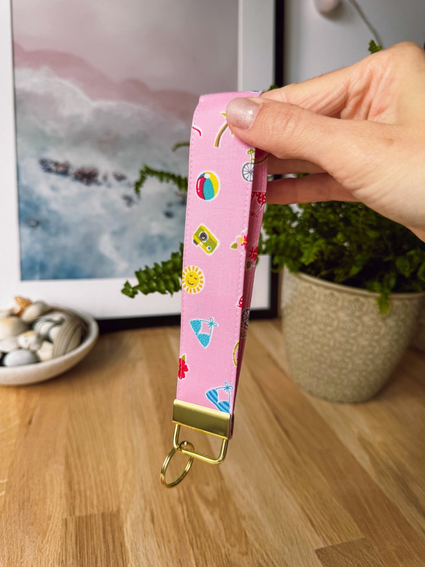 Pink Summer Print Keychain Wristlet - Ana Woods