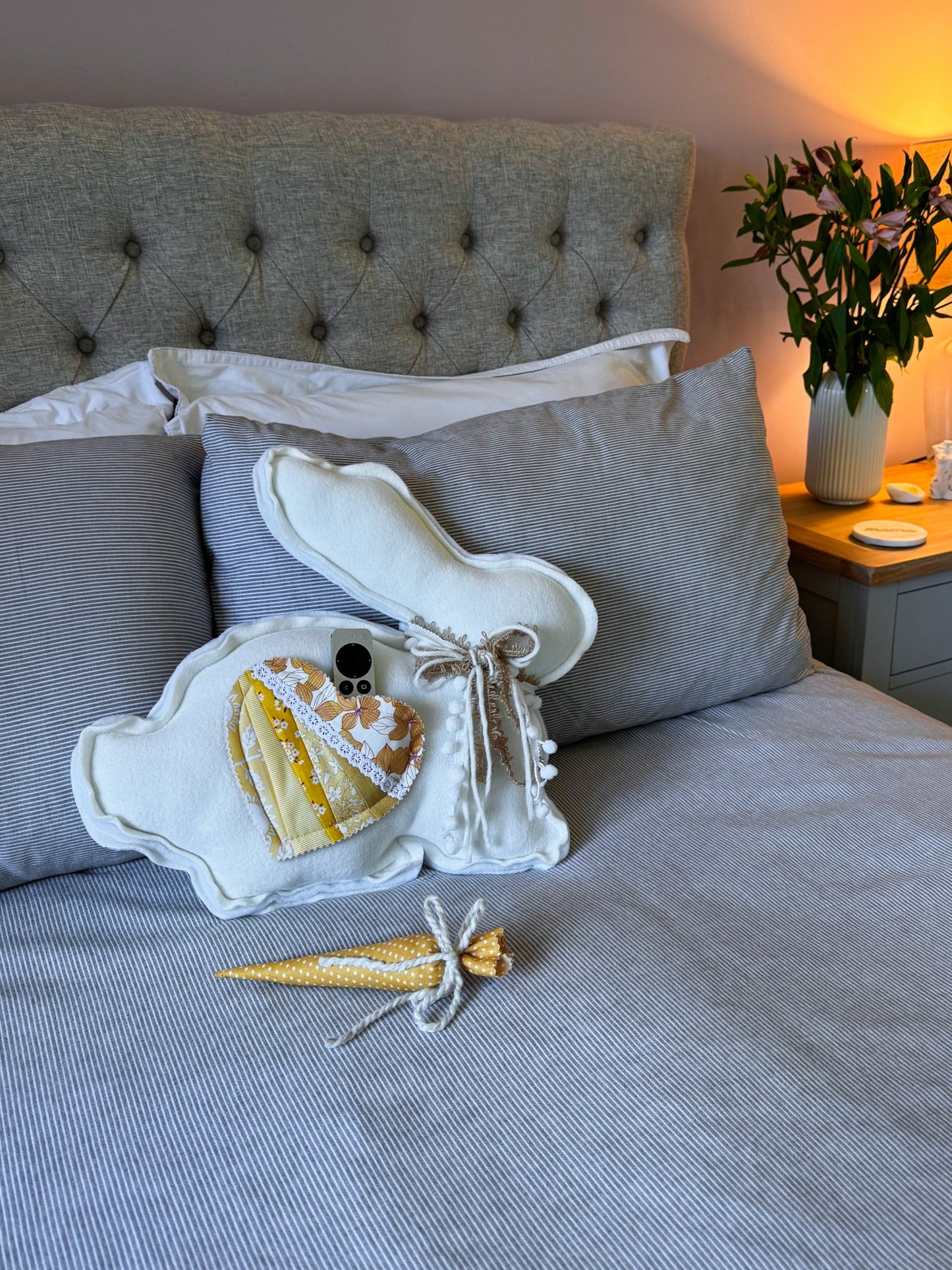🐰 Poppy – Fleece Bunny Cushion with Carrot - Ana Woods