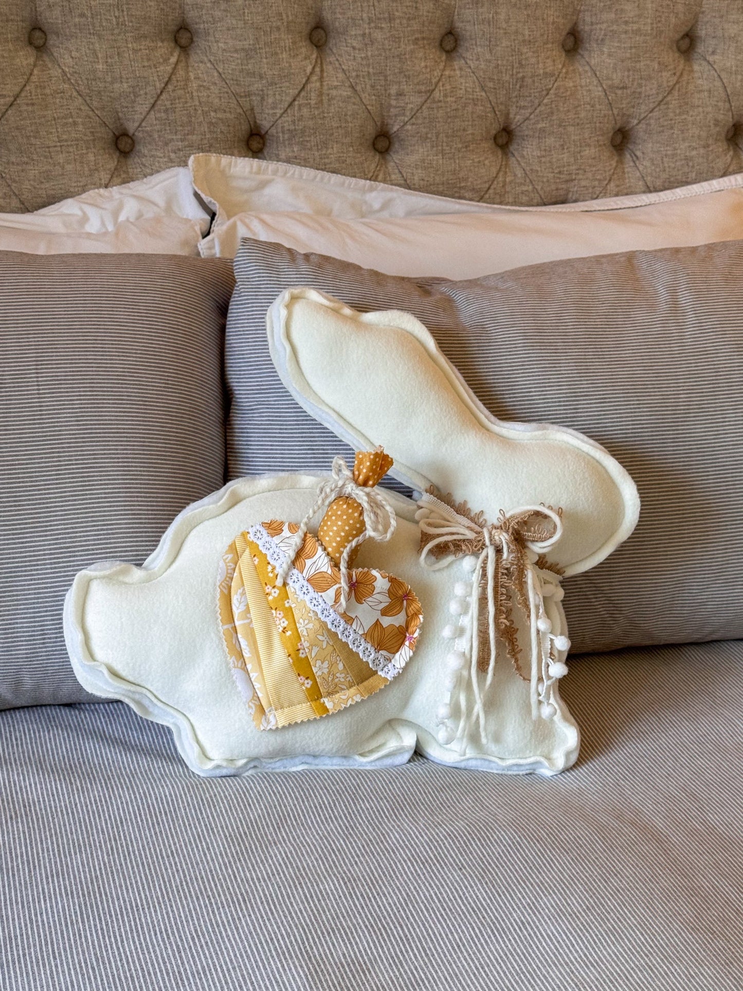 🐰 Poppy – Fleece Bunny Cushion with Carrot - Ana Woods