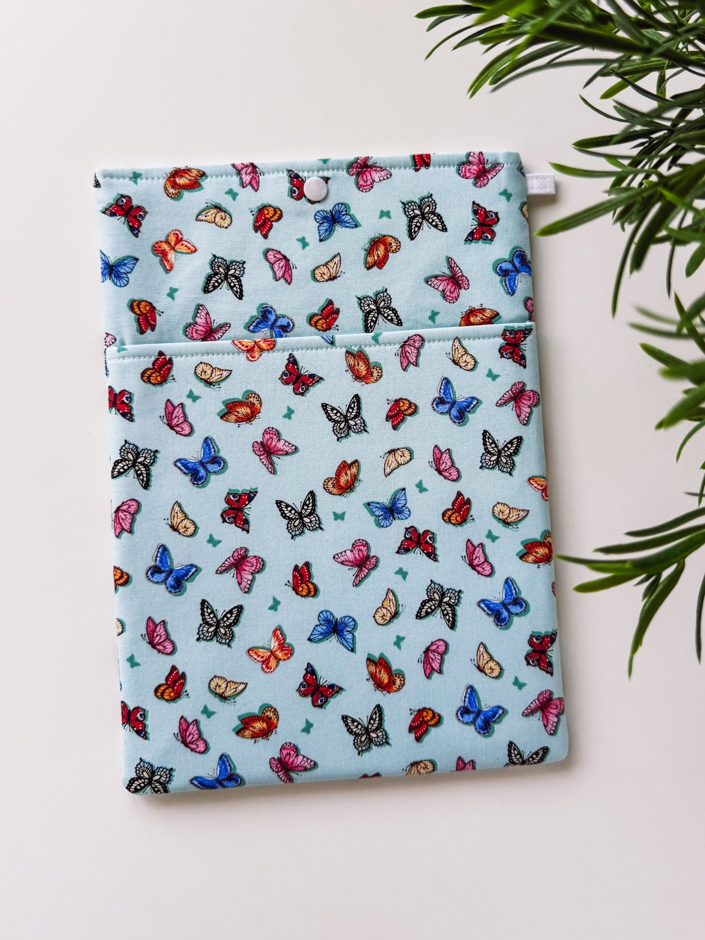Soft Teal Butterflies Book & Gadget Sleeve - Ana Woods