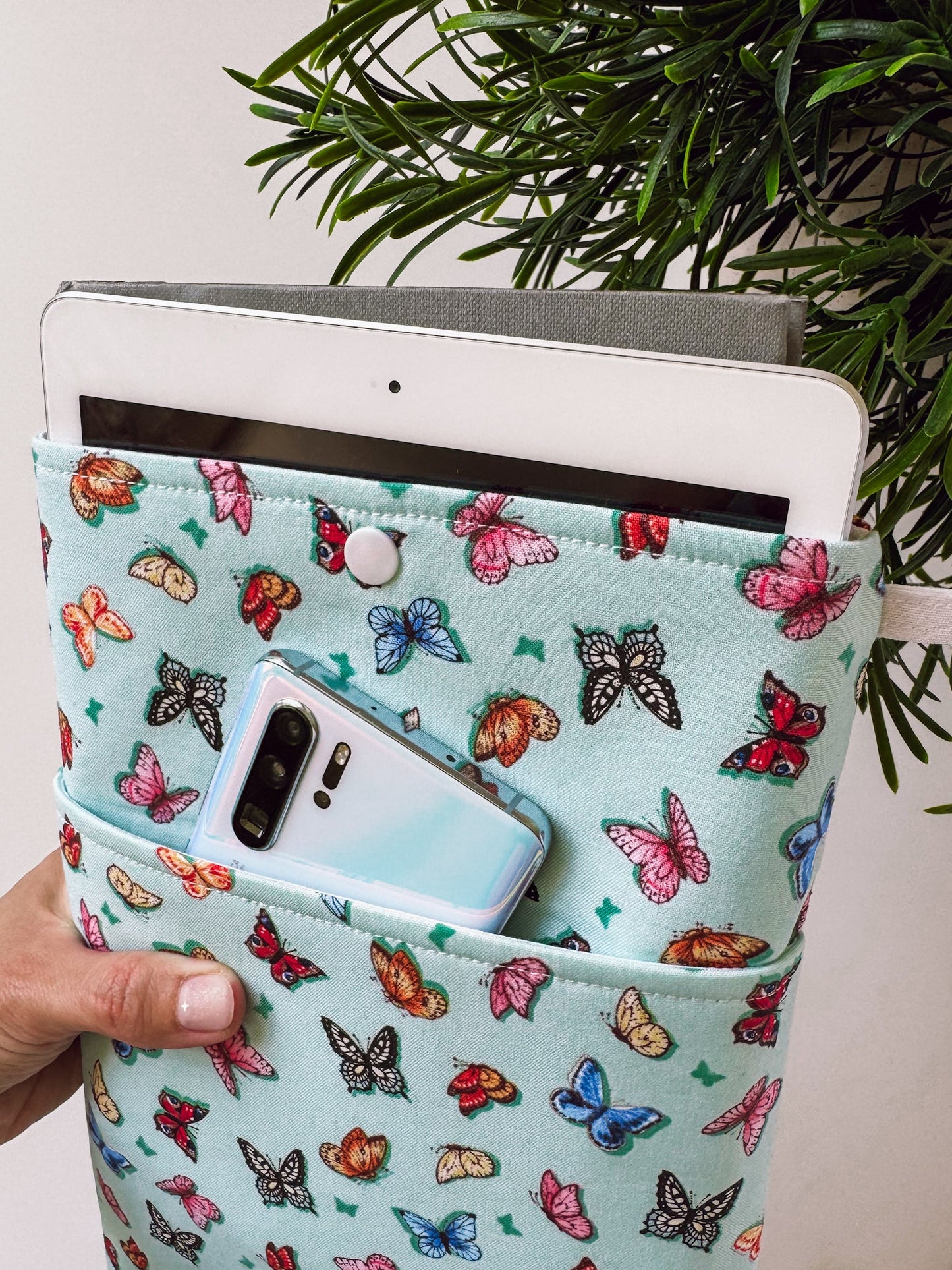 Soft Teal Butterflies Book & Gadget Sleeve - Ana Woods