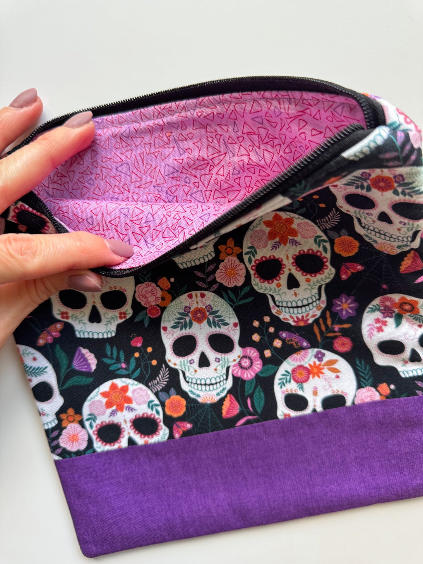 Sugar Skull Zipper Bag – 20.5 x 23 cm - Ana Woods