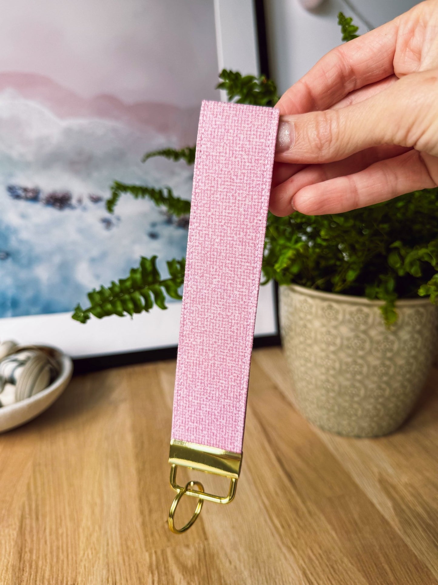 Textured Soft Pink Keychain Wristlet - Ana Woods
