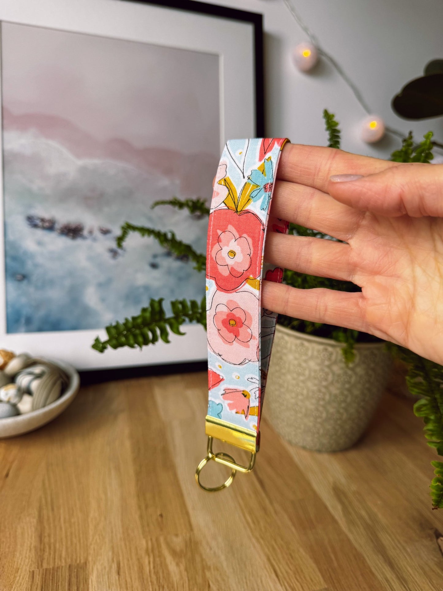 Watercoloured Summer Flowers Keychain Wristlet - Ana Woods