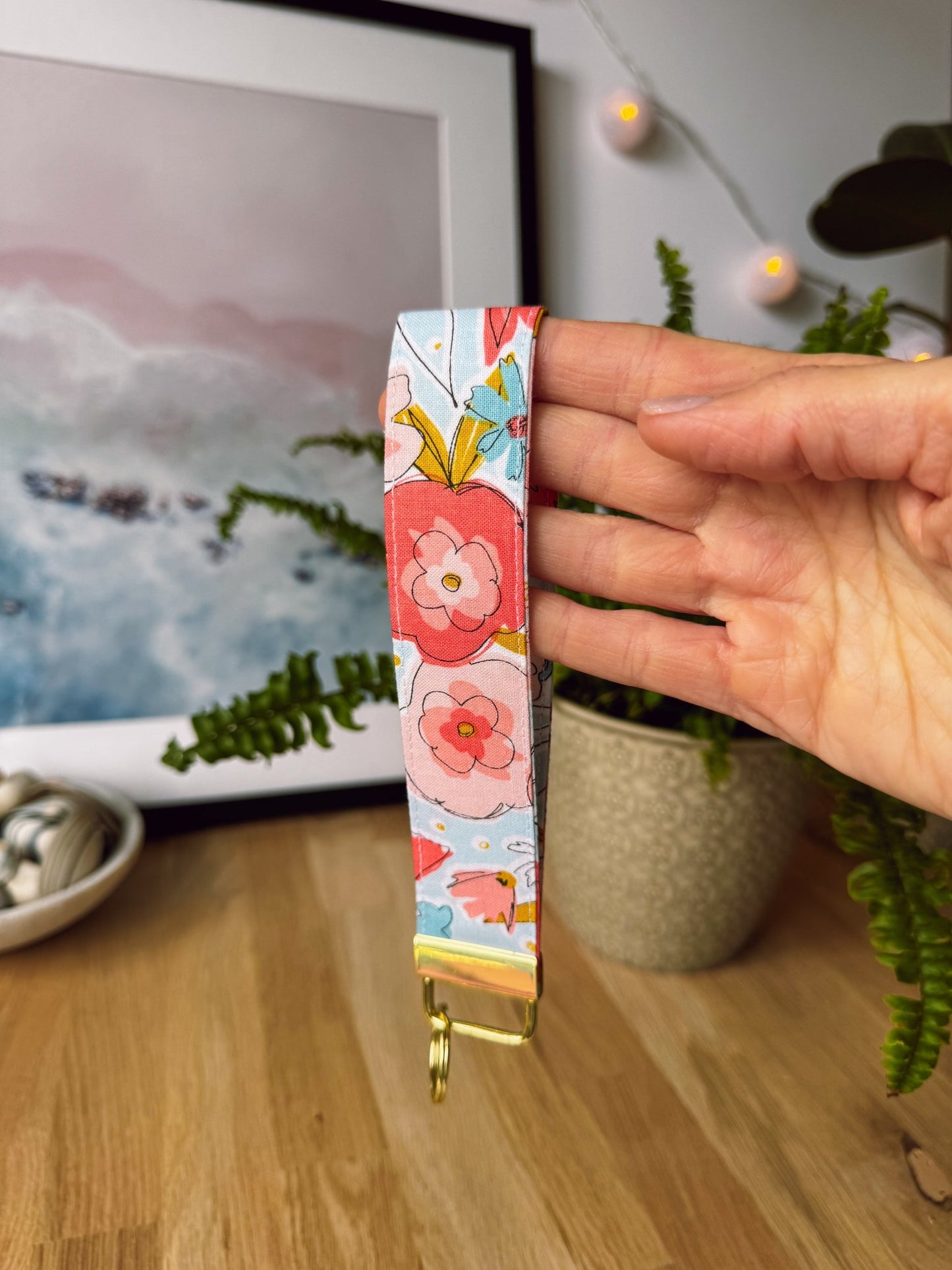 Watercoloured Summer Flowers Keychain Wristlet - Ana Woods