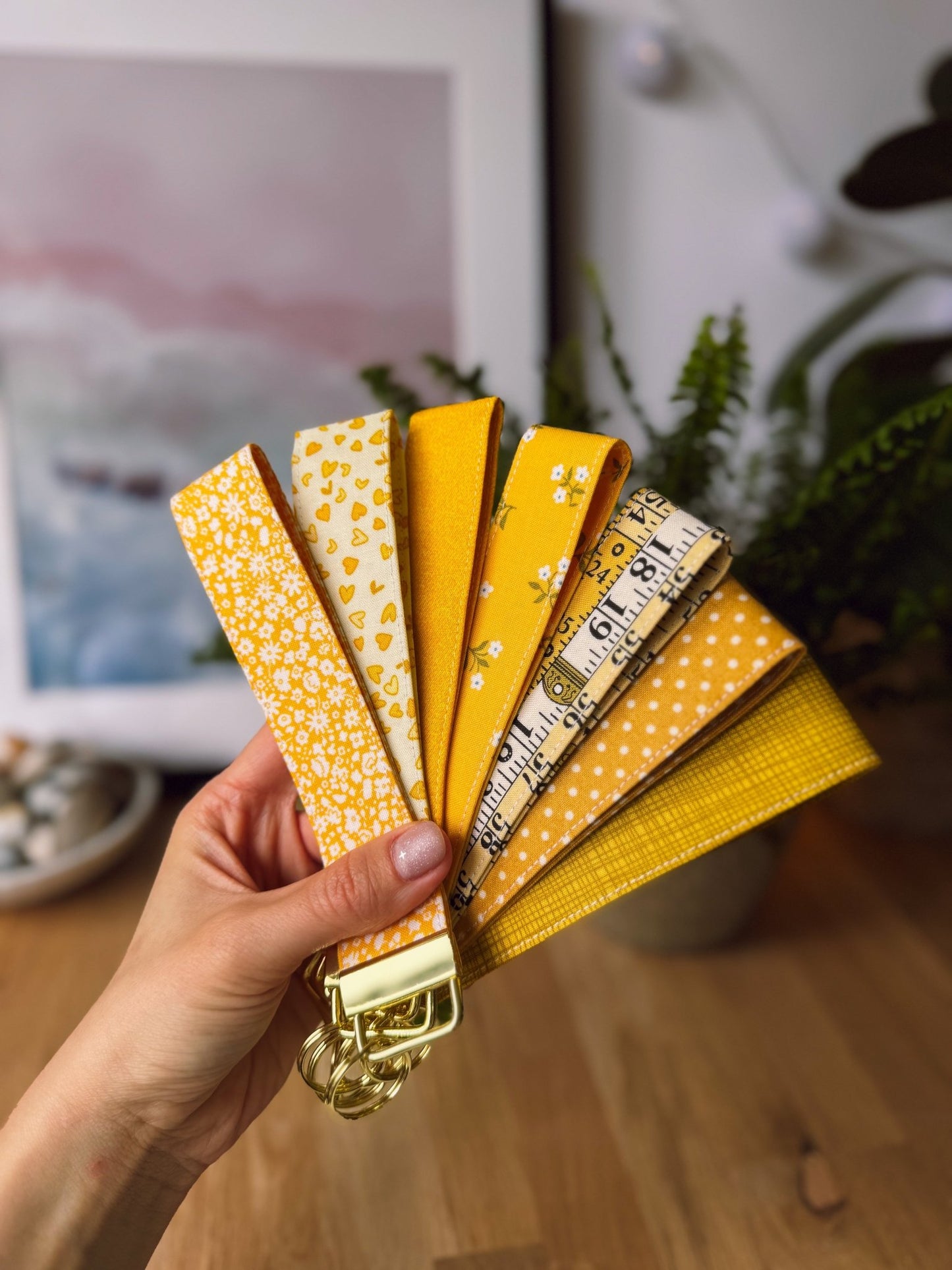 Yellow Field (Liberty) Keychain Wristlet - Ana Woods