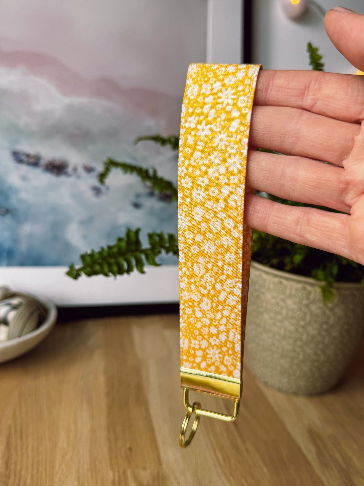 Yellow Field (Liberty) Keychain Wristlet - Ana Woods