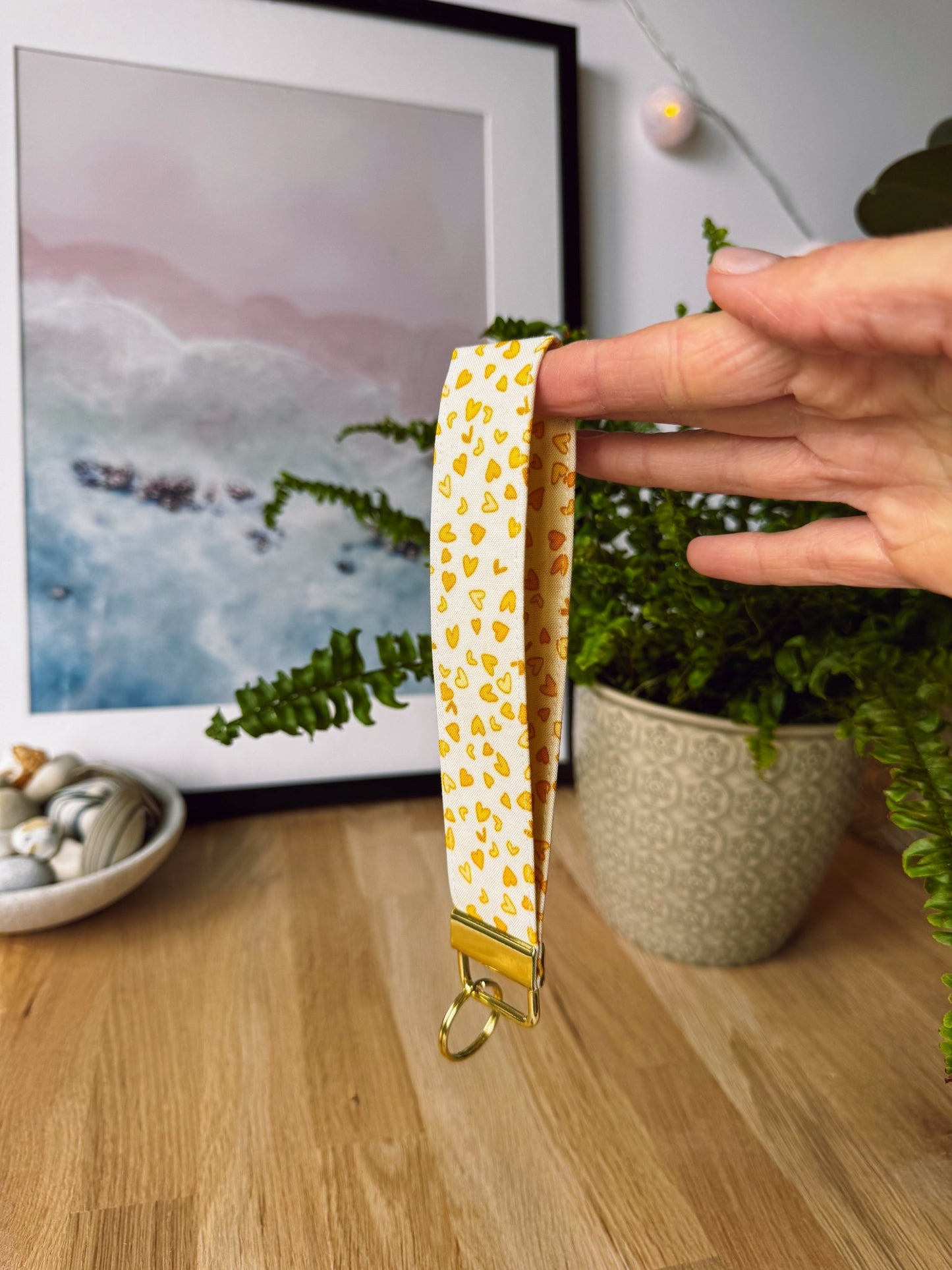 Yellow Hearts Keychain Wristlet - Ana Woods