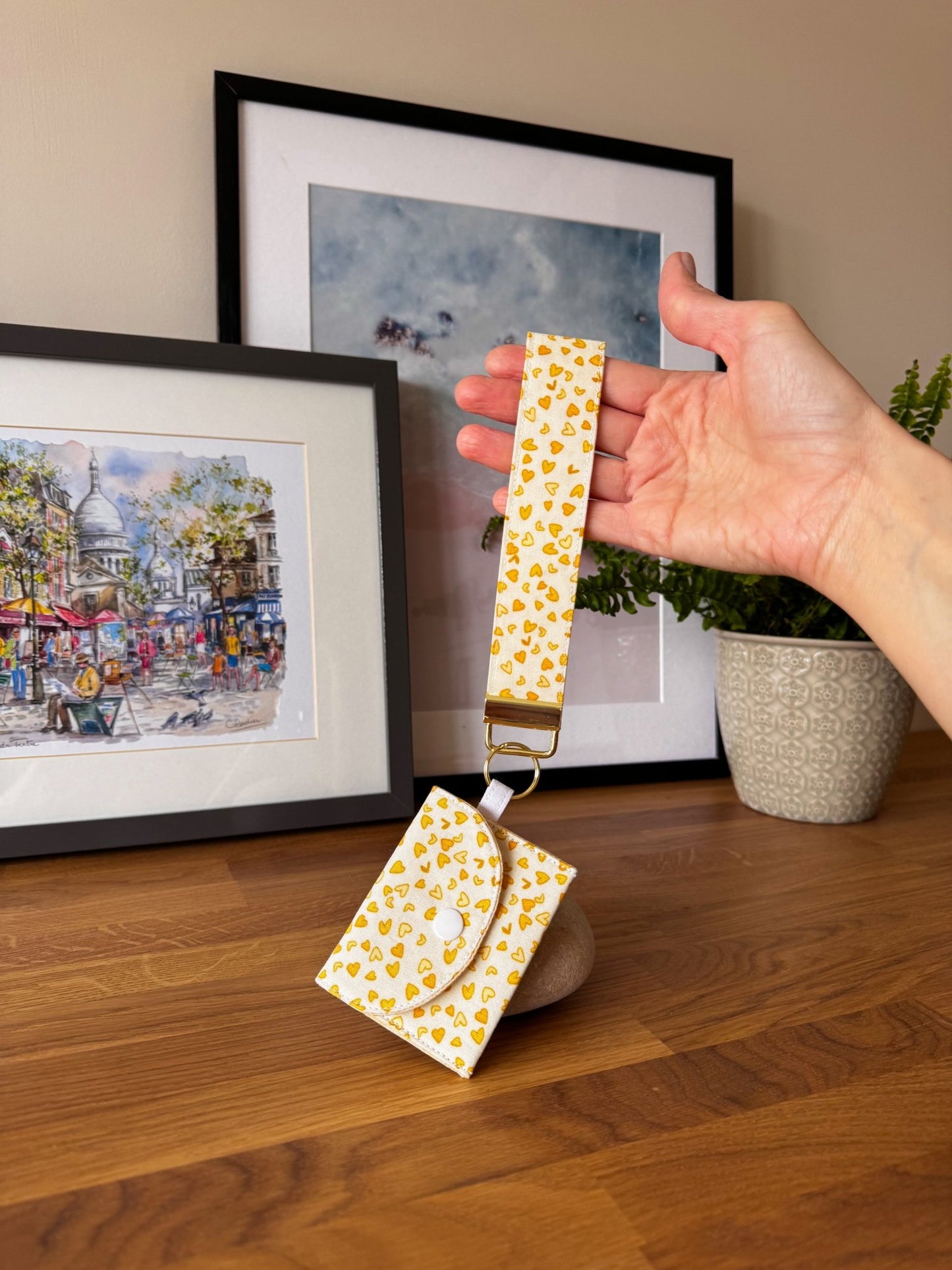 Yellow Hearts Keychain Wristlet - Ana Woods