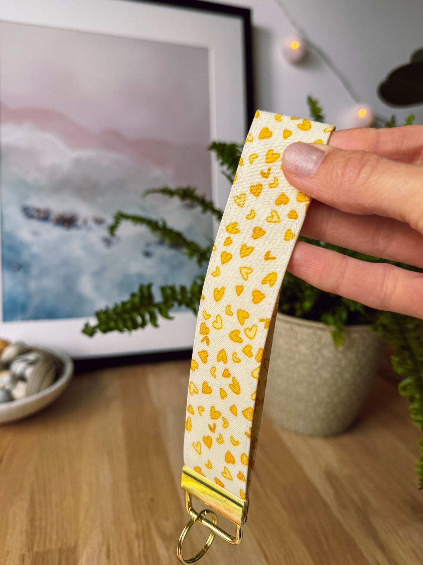 Yellow Hearts Keychain Wristlet - Ana Woods