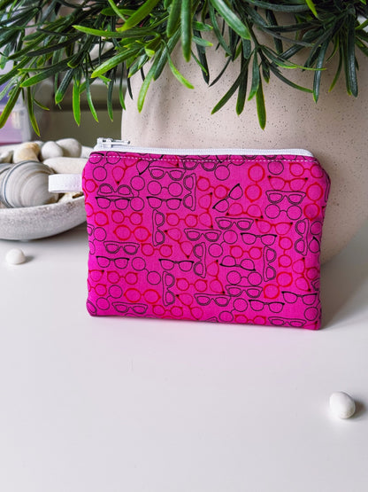 Bright Pink Glasses Keychain Wallet - Ana Woods