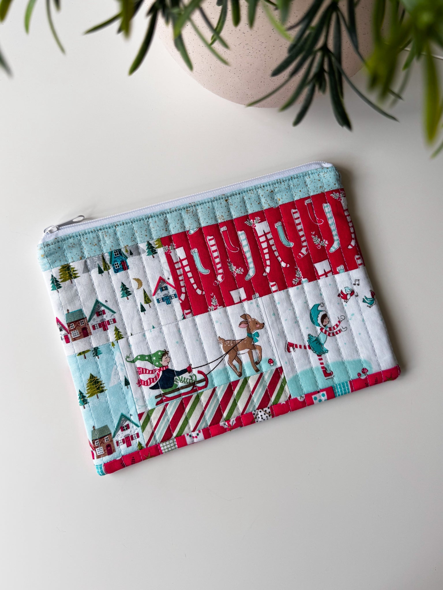 Christmas Village Quilted Zip Bags - Ana Woods