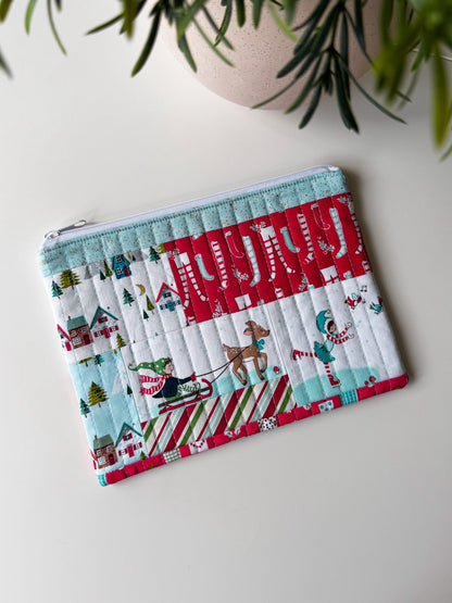 Christmas Village Quilted Zip Bags - Ana Woods