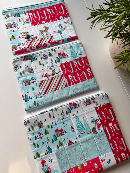 Christmas Village Quilted Zip Bags - Ana Woods