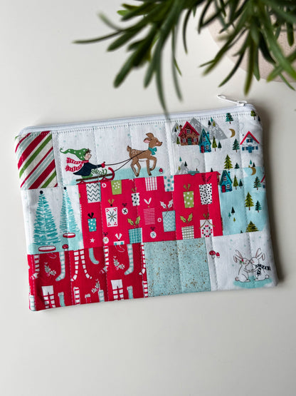 Christmas Village Quilted Zip Bags - Ana Woods