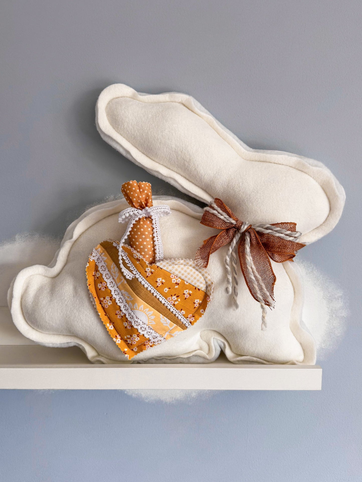 🐰 Daisy – Fleece Bunny Cushion with Carrot - Ana Woods