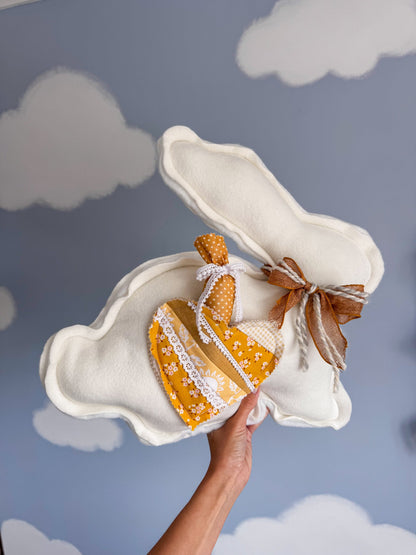 🐰 Daisy – Fleece Bunny Cushion with Carrot - Ana Woods