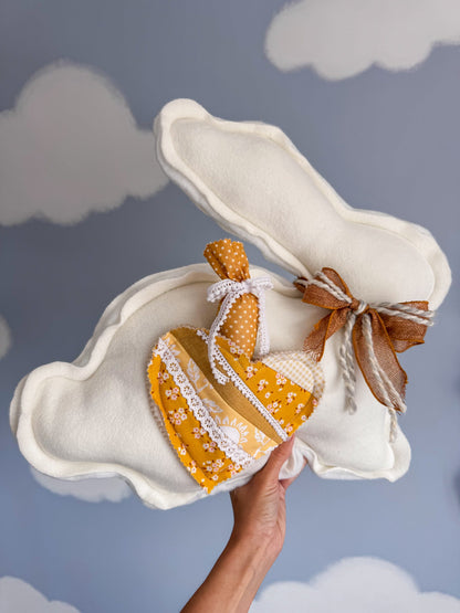 🐰 Daisy – Fleece Bunny Cushion with Carrot - Ana Woods