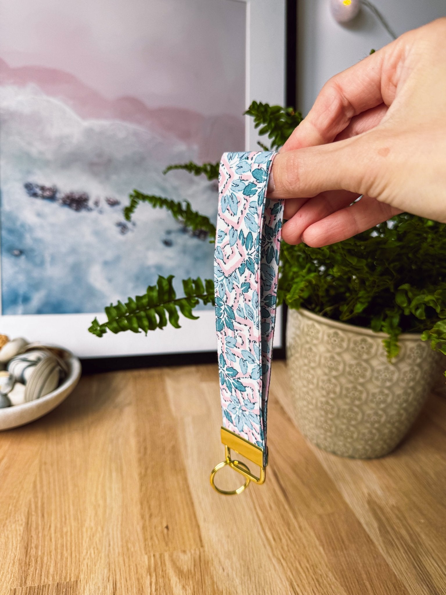 Liberty pink&blue Keychain Wristlet - Ana Woods